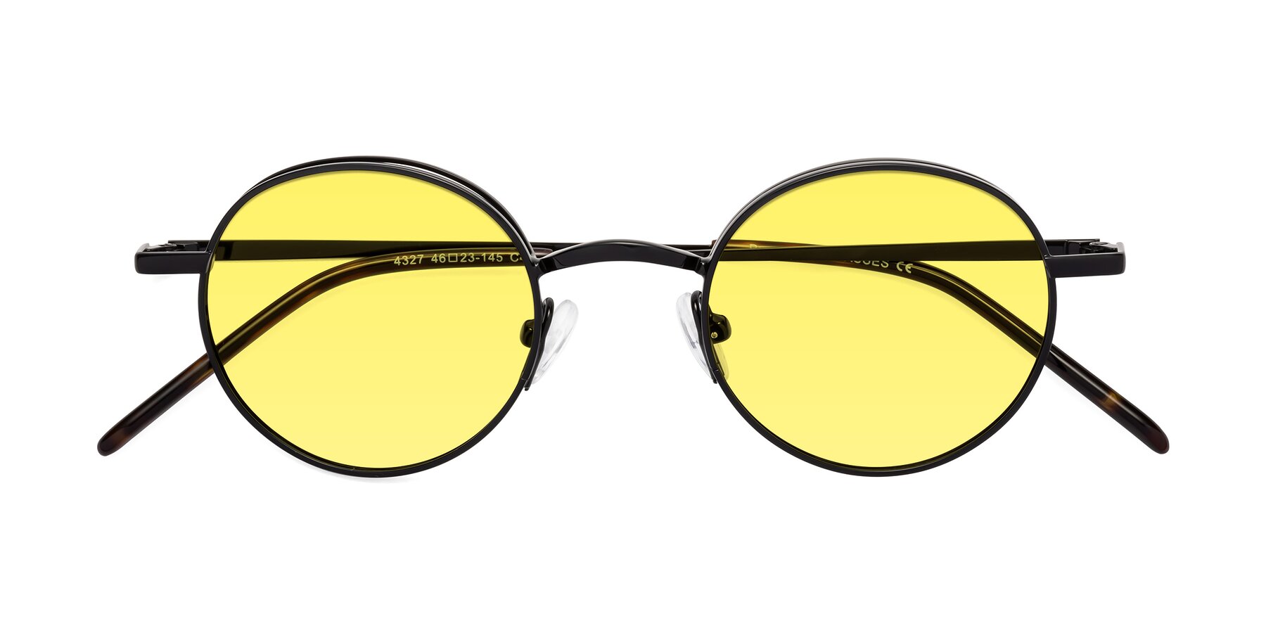 Folded Front of Pursue in Black with Medium Yellow Tinted Lenses