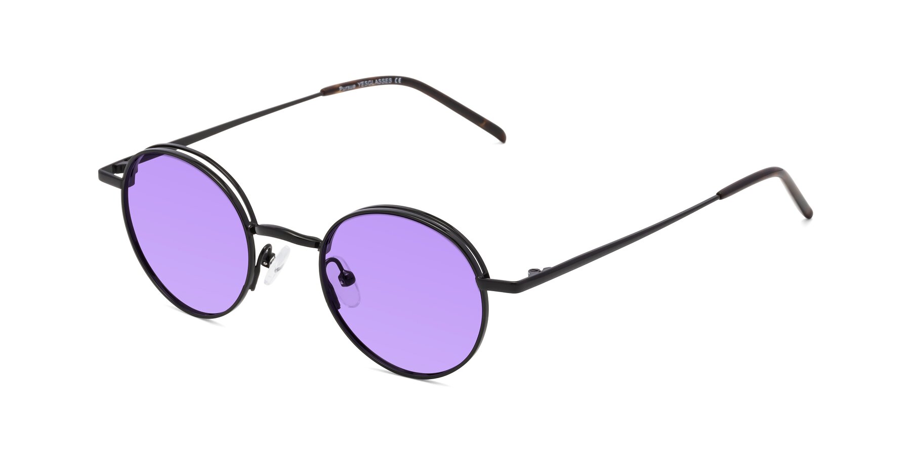 Angle of Pursue in Black with Medium Purple Tinted Lenses