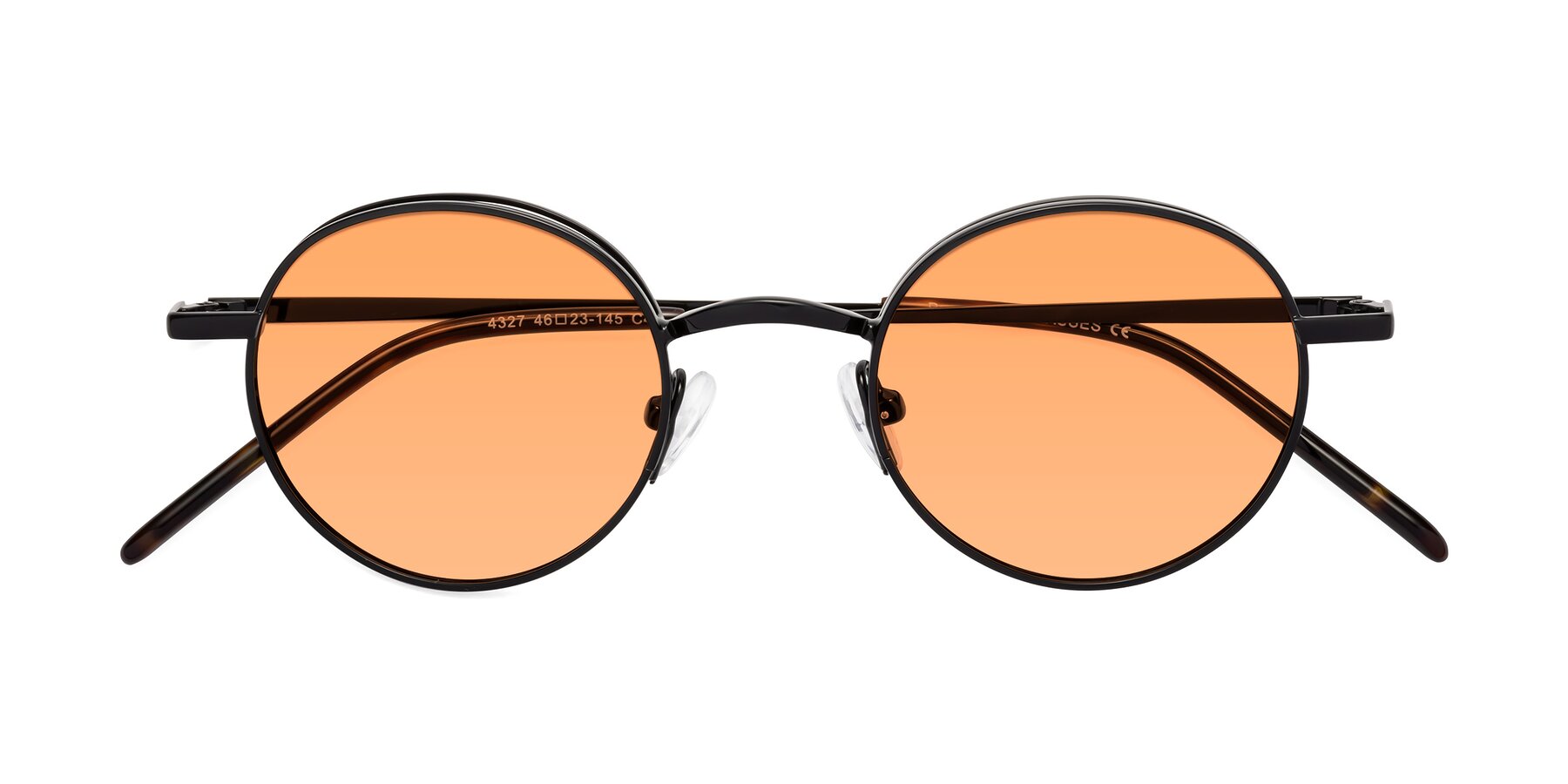 Folded Front of Pursue in Black with Medium Orange Tinted Lenses