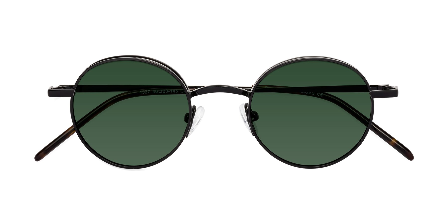 Folded Front of Pursue in Black with Green Tinted Lenses