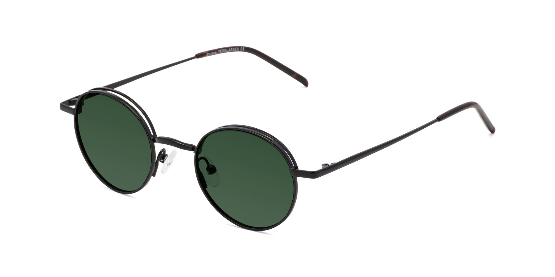 Angle of Pursue in Black with Green Tinted Lenses