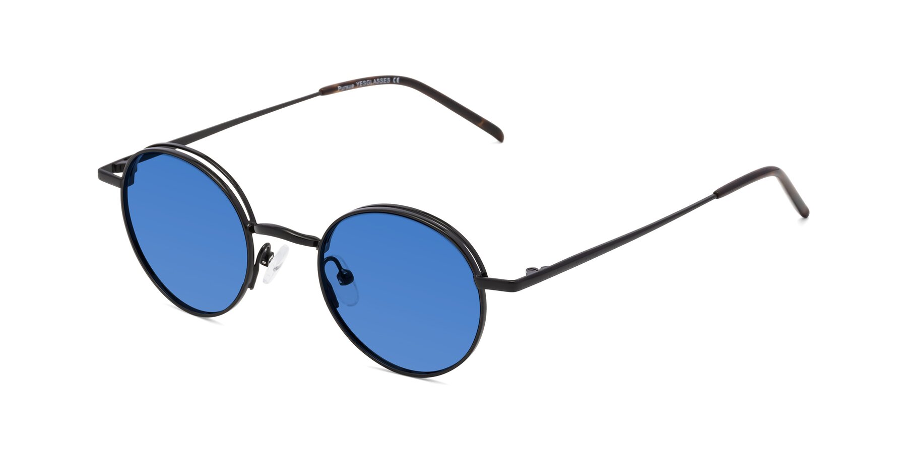 Angle of Pursue in Black with Blue Tinted Lenses