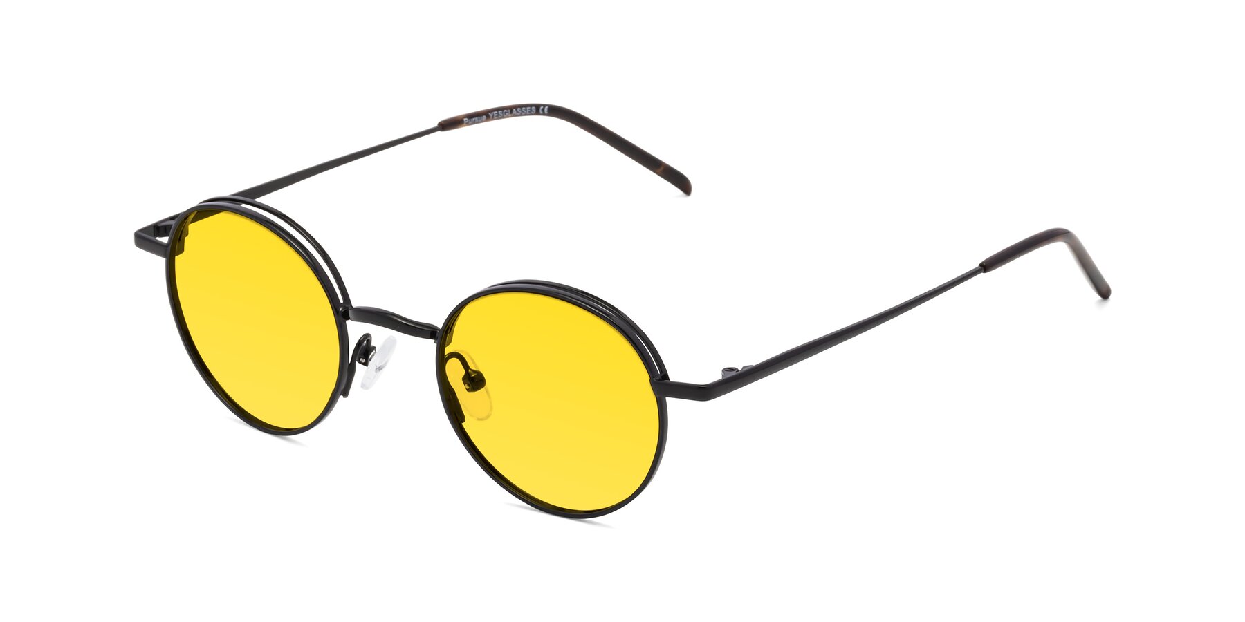 Angle of Pursue in Black with Yellow Tinted Lenses