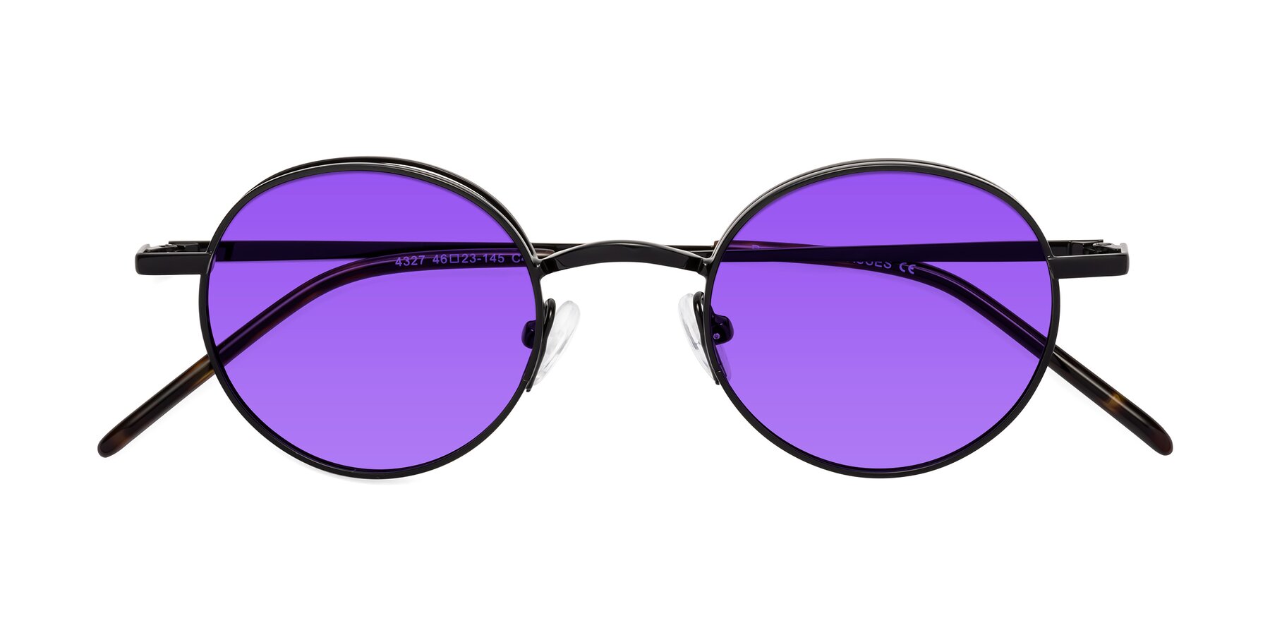 Folded Front of Pursue in Black with Purple Tinted Lenses