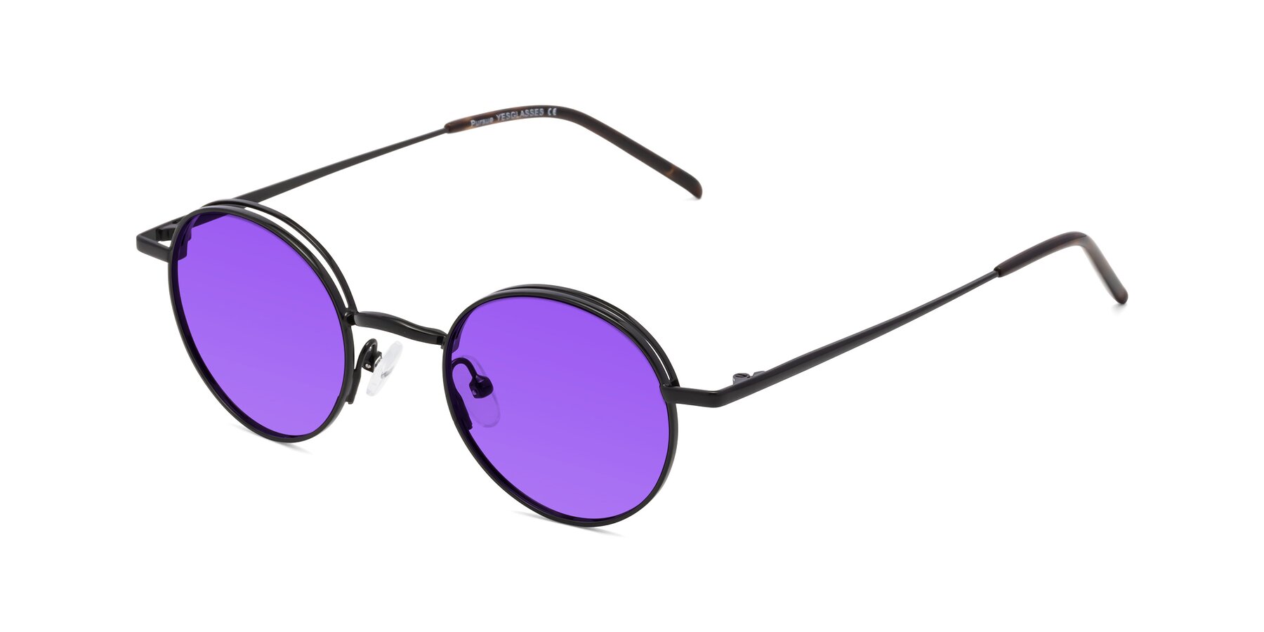 Angle of Pursue in Black with Purple Tinted Lenses