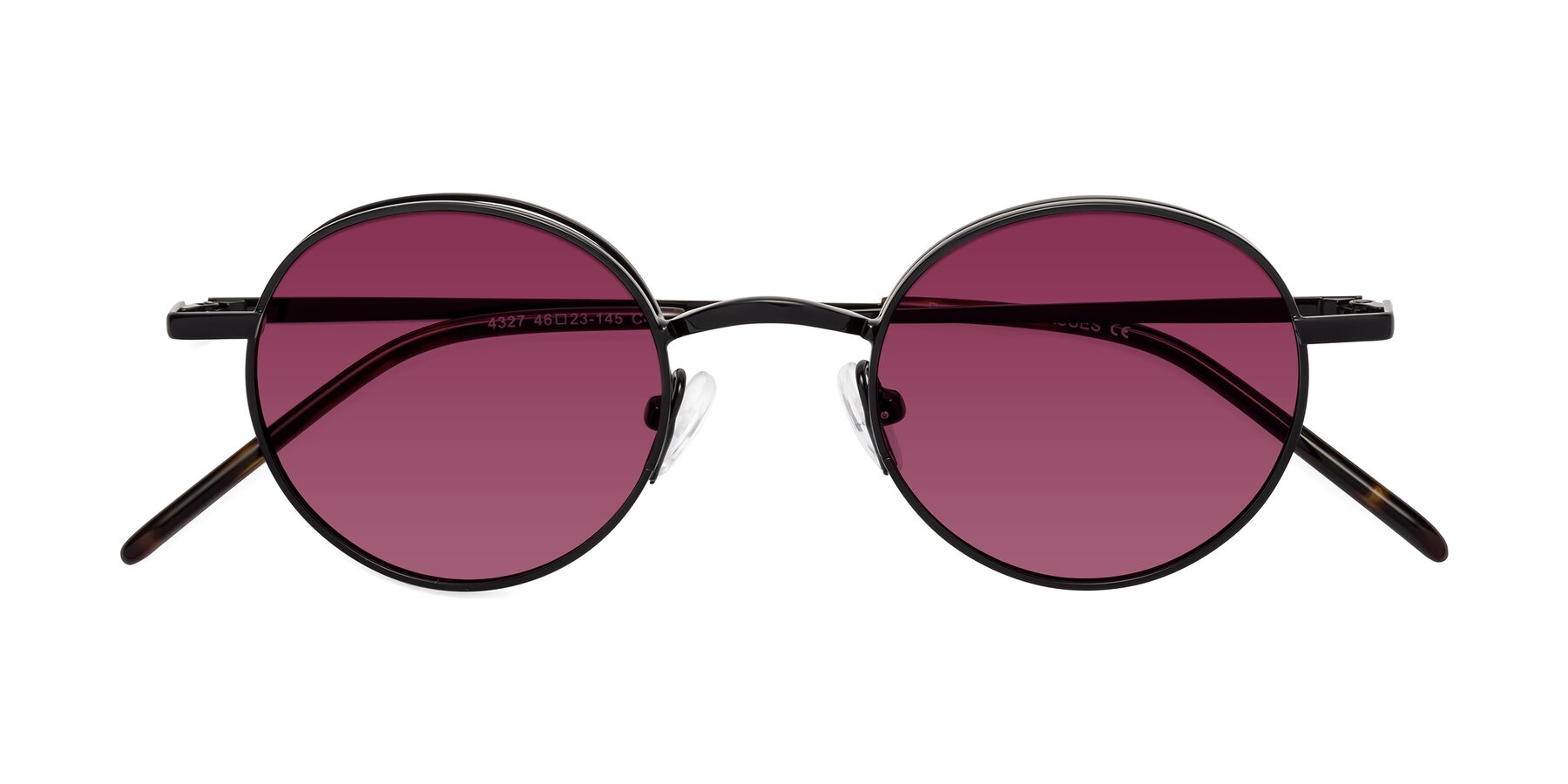 Folded Front of Pursue in Black with Wine Tinted Lenses