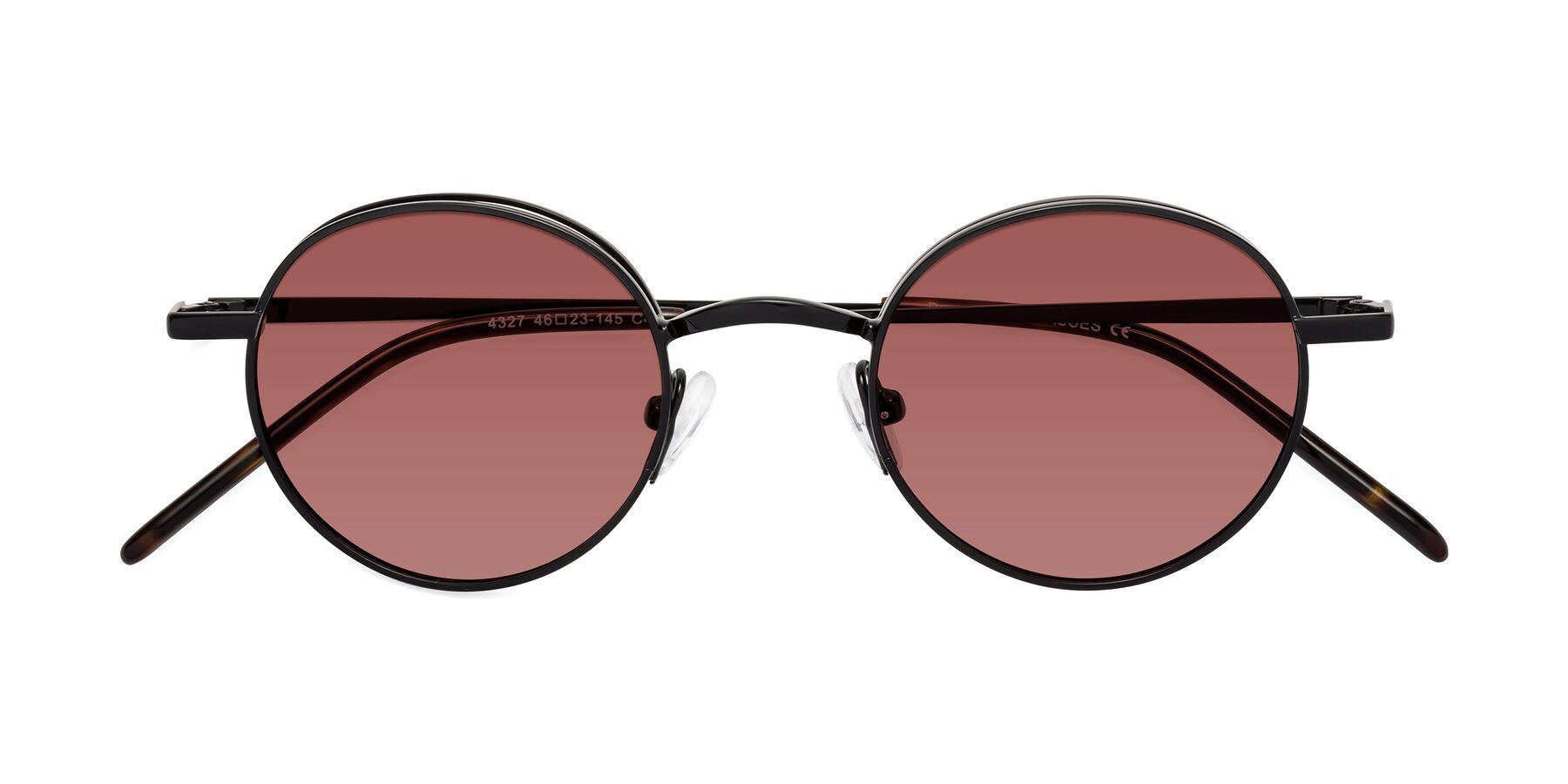 Folded Front of Pursue in Black with Garnet Tinted Lenses