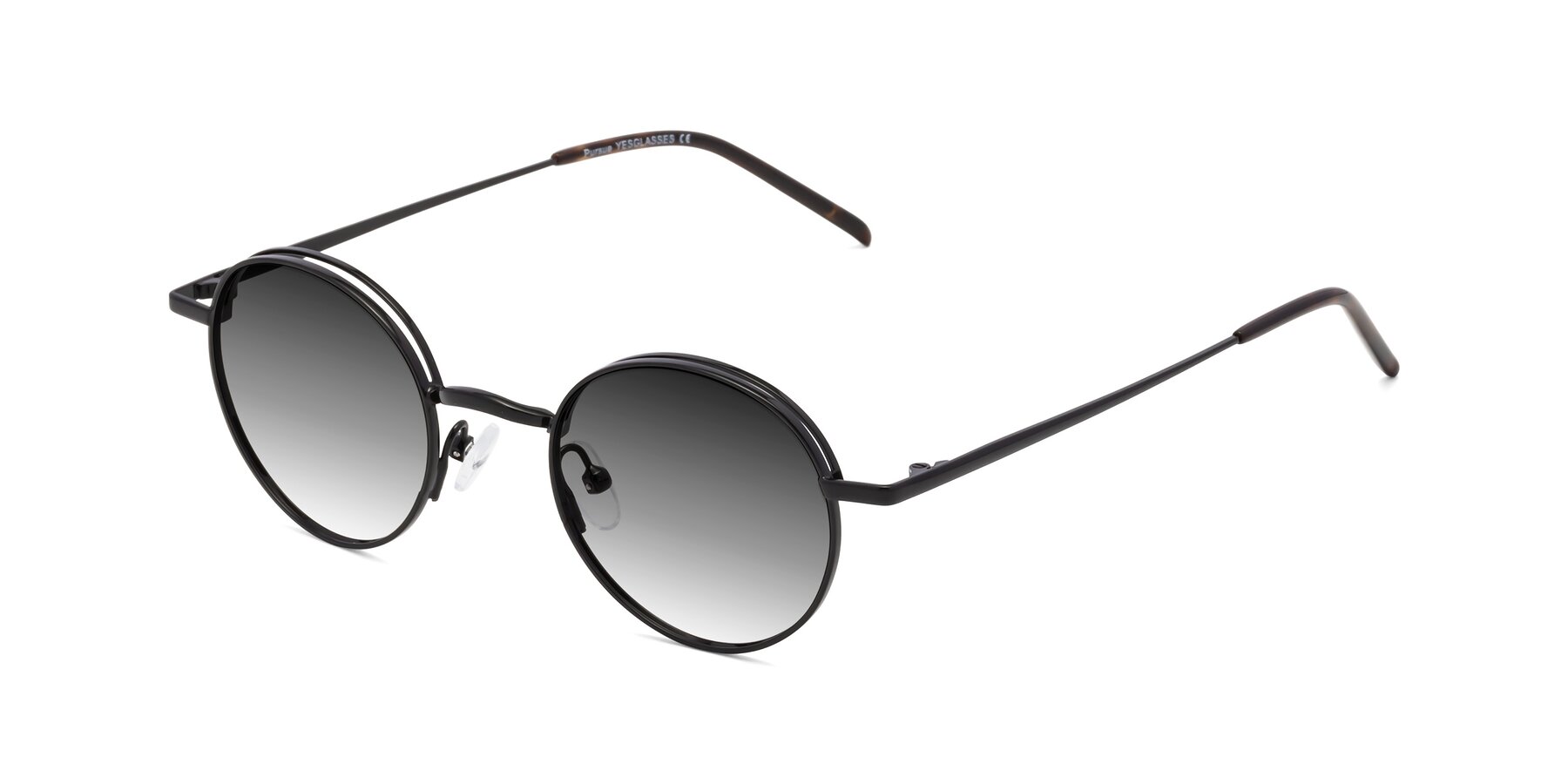 Angle of Pursue in Black with Gray Gradient Lenses