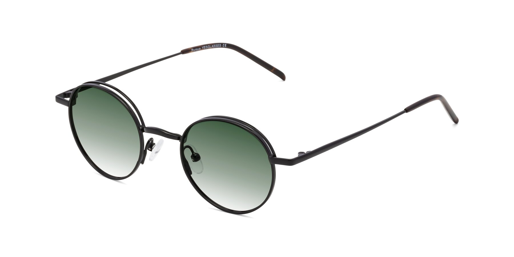 Angle of Pursue in Black with Green Gradient Lenses