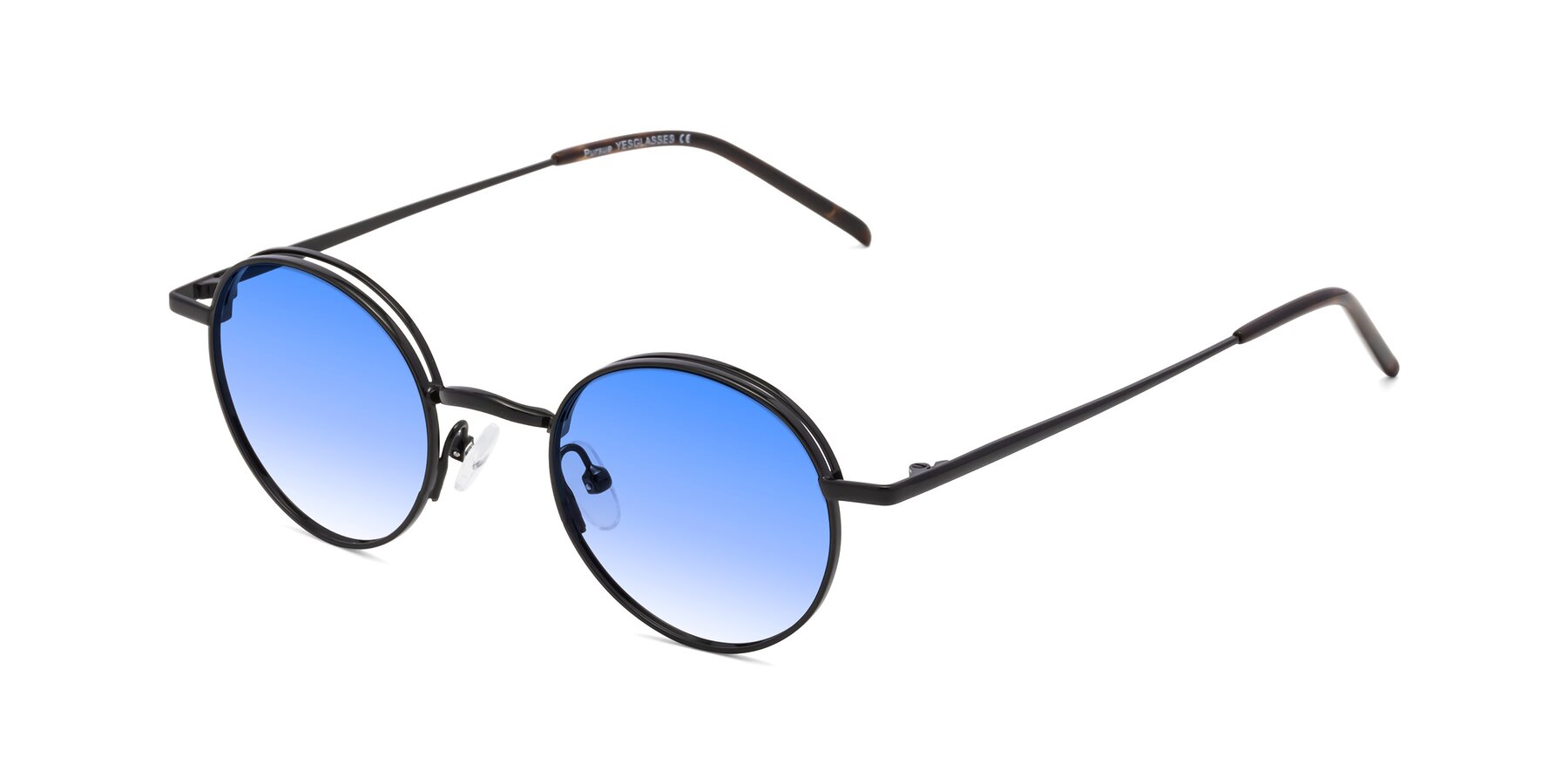 Angle of Pursue in Black with Blue Gradient Lenses