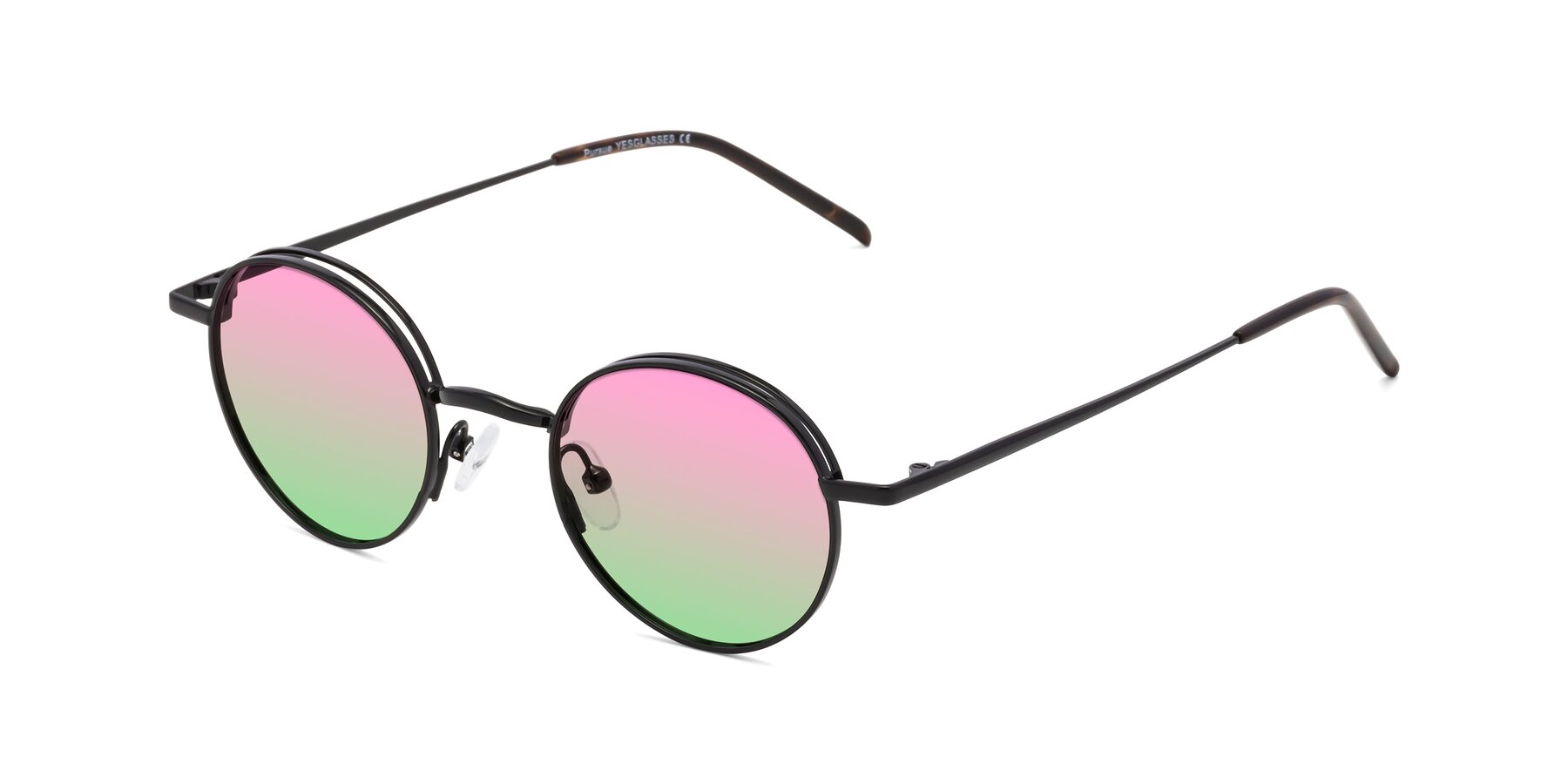 Angle of Pursue in Black with Pink / Green Gradient Lenses