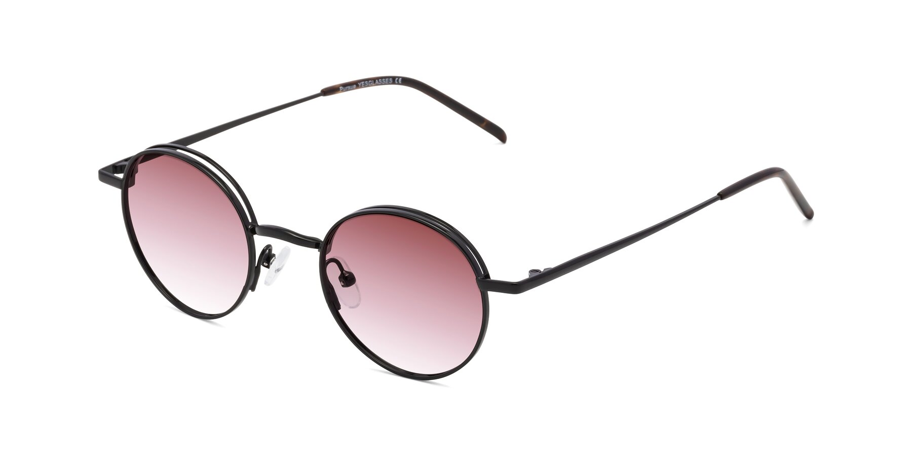 Angle of Pursue in Black with Garnet Gradient Lenses