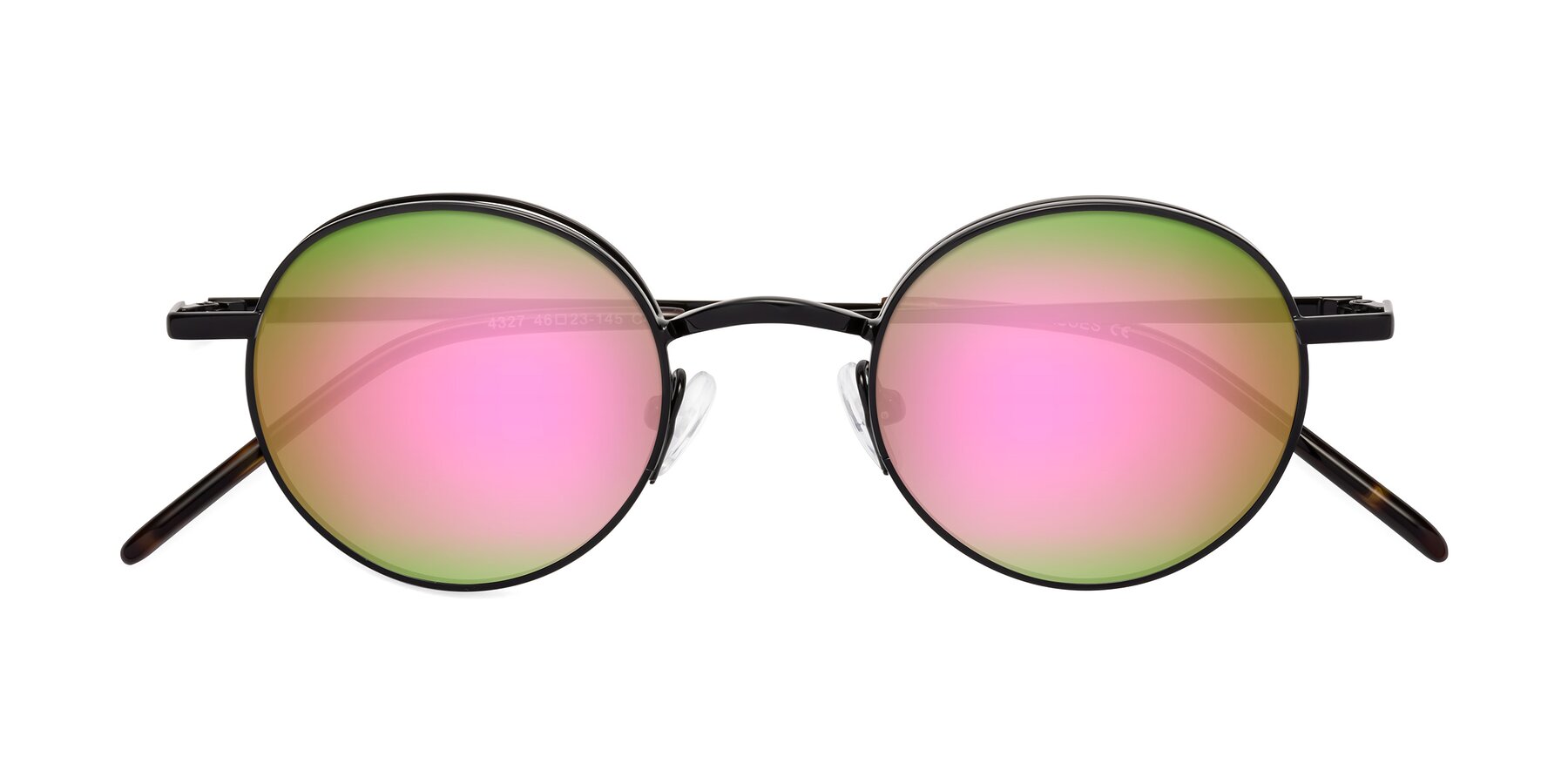 Folded Front of Pursue in Black with Pink Mirrored Lenses