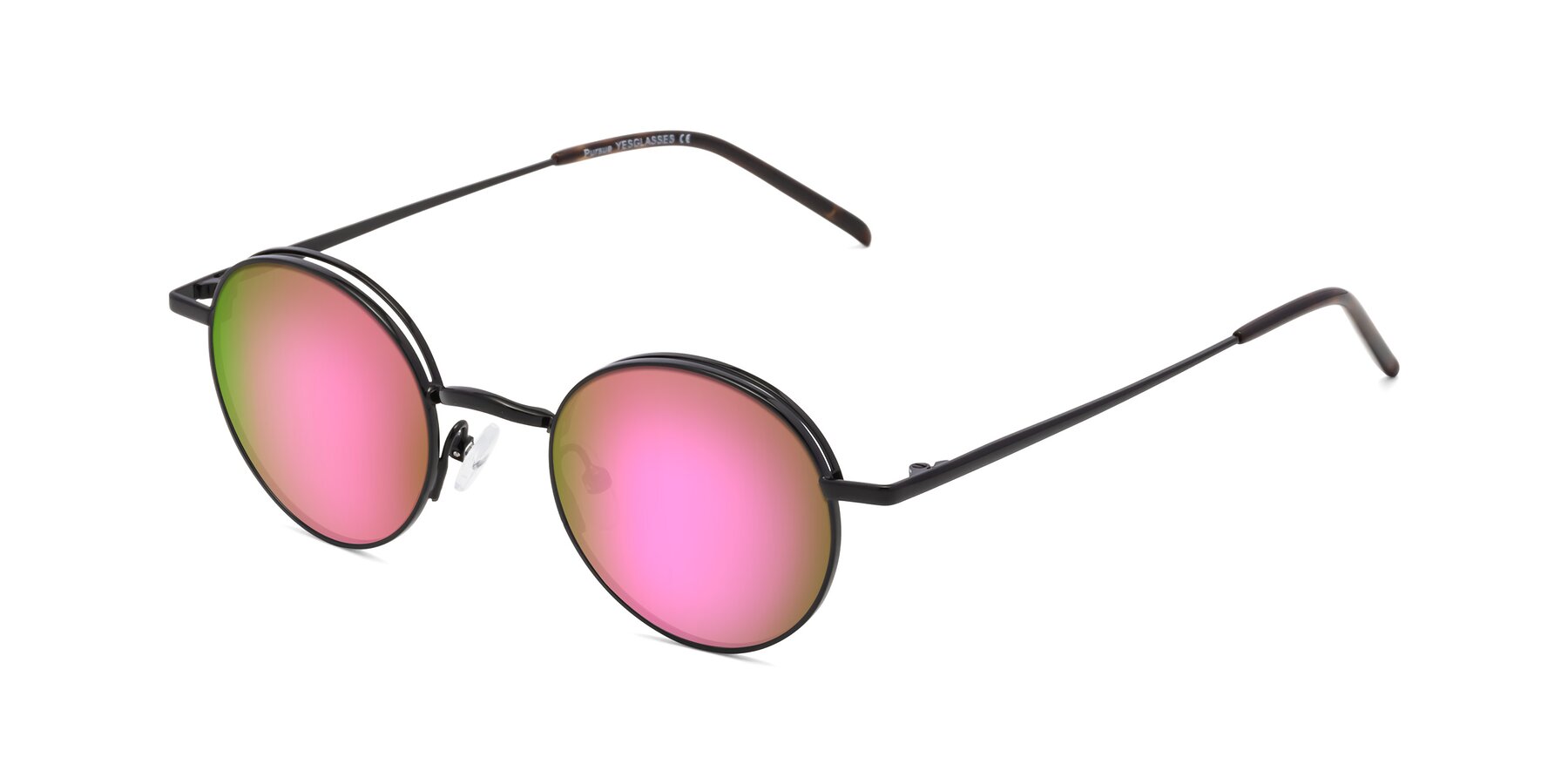 Angle of Pursue in Black with Pink Mirrored Lenses