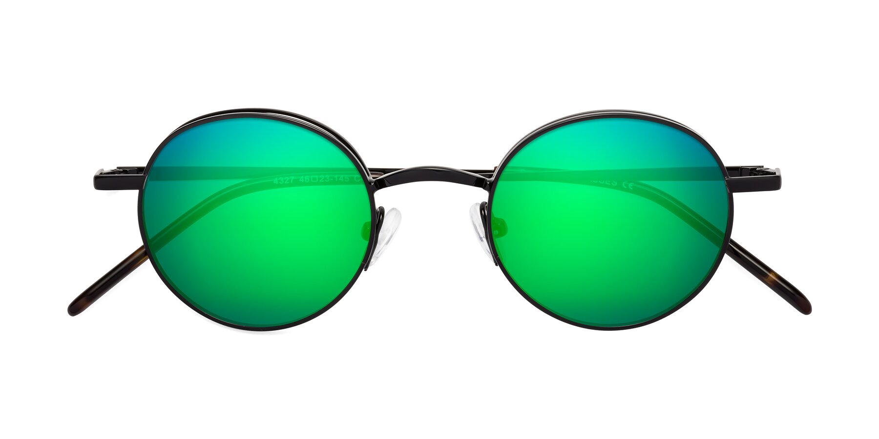 Folded Front of Pursue in Black with Green Mirrored Lenses