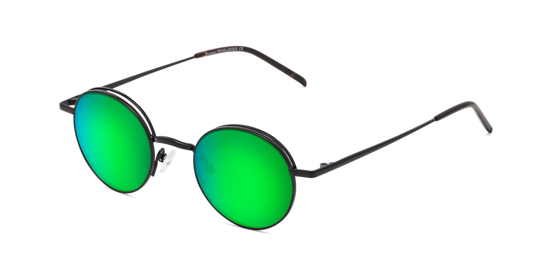 Angle of Pursue in Black with Green Mirrored Lenses