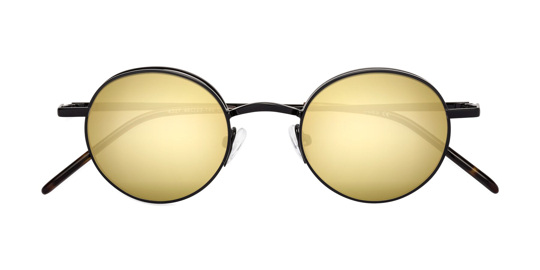 Folded Front of Pursue in Black with Gold Mirrored Lenses