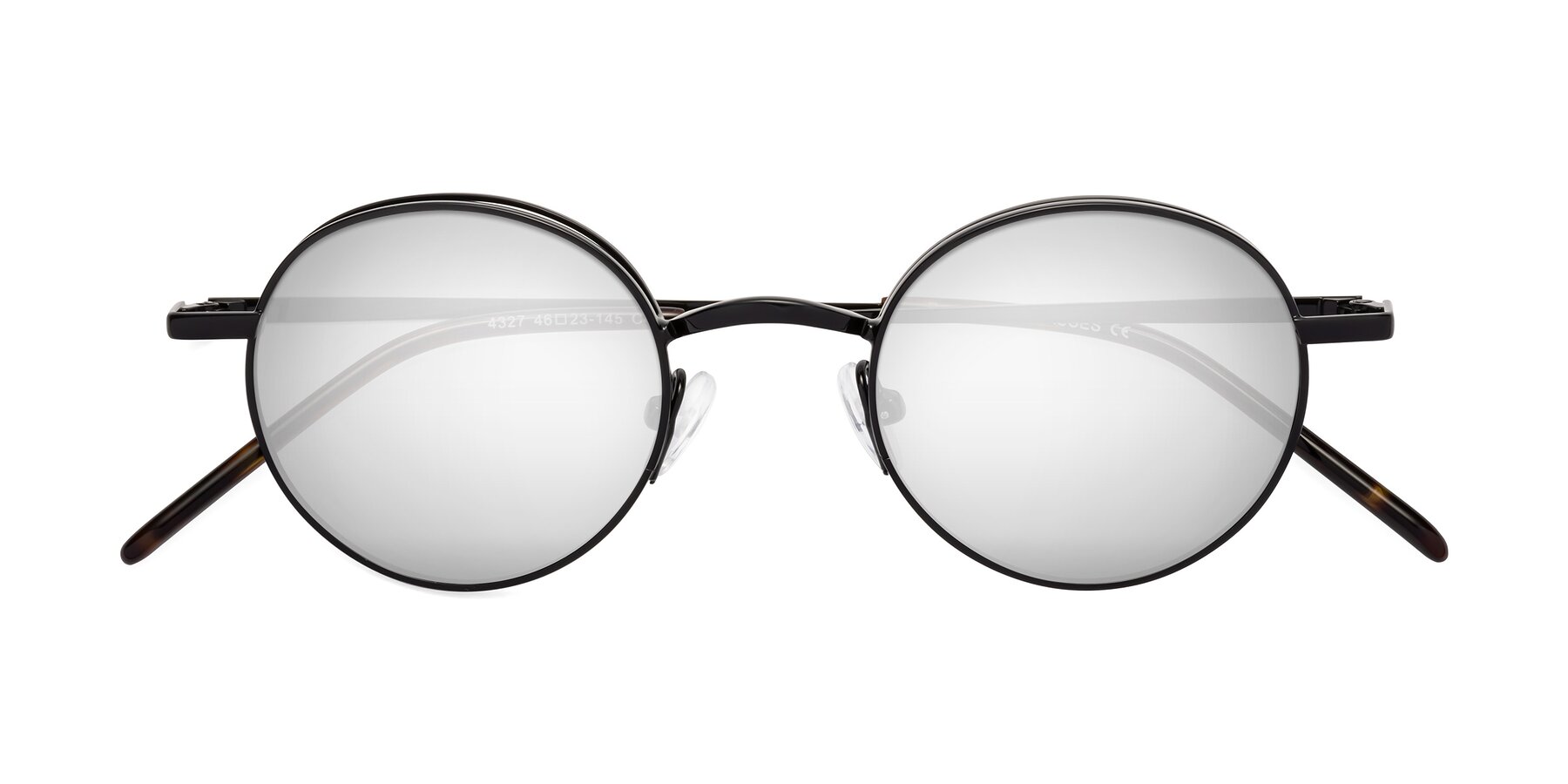 Folded Front of Pursue in Black with Silver Mirrored Lenses