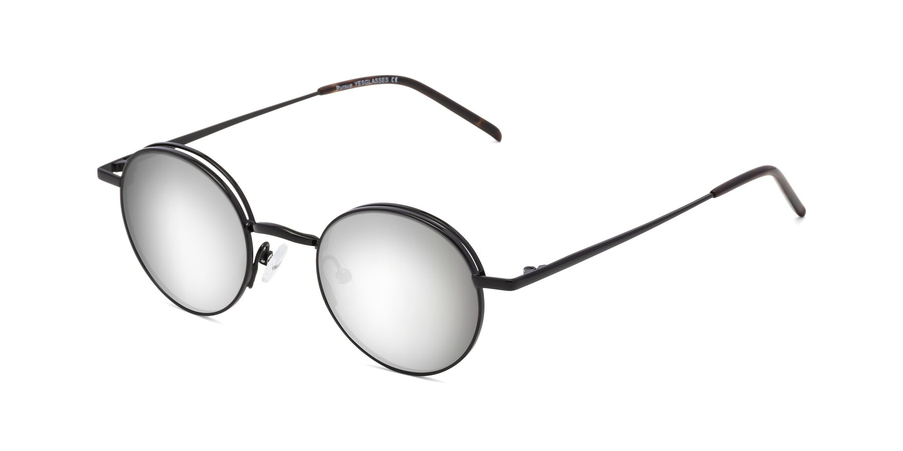 Angle of Pursue in Black with Silver Mirrored Lenses