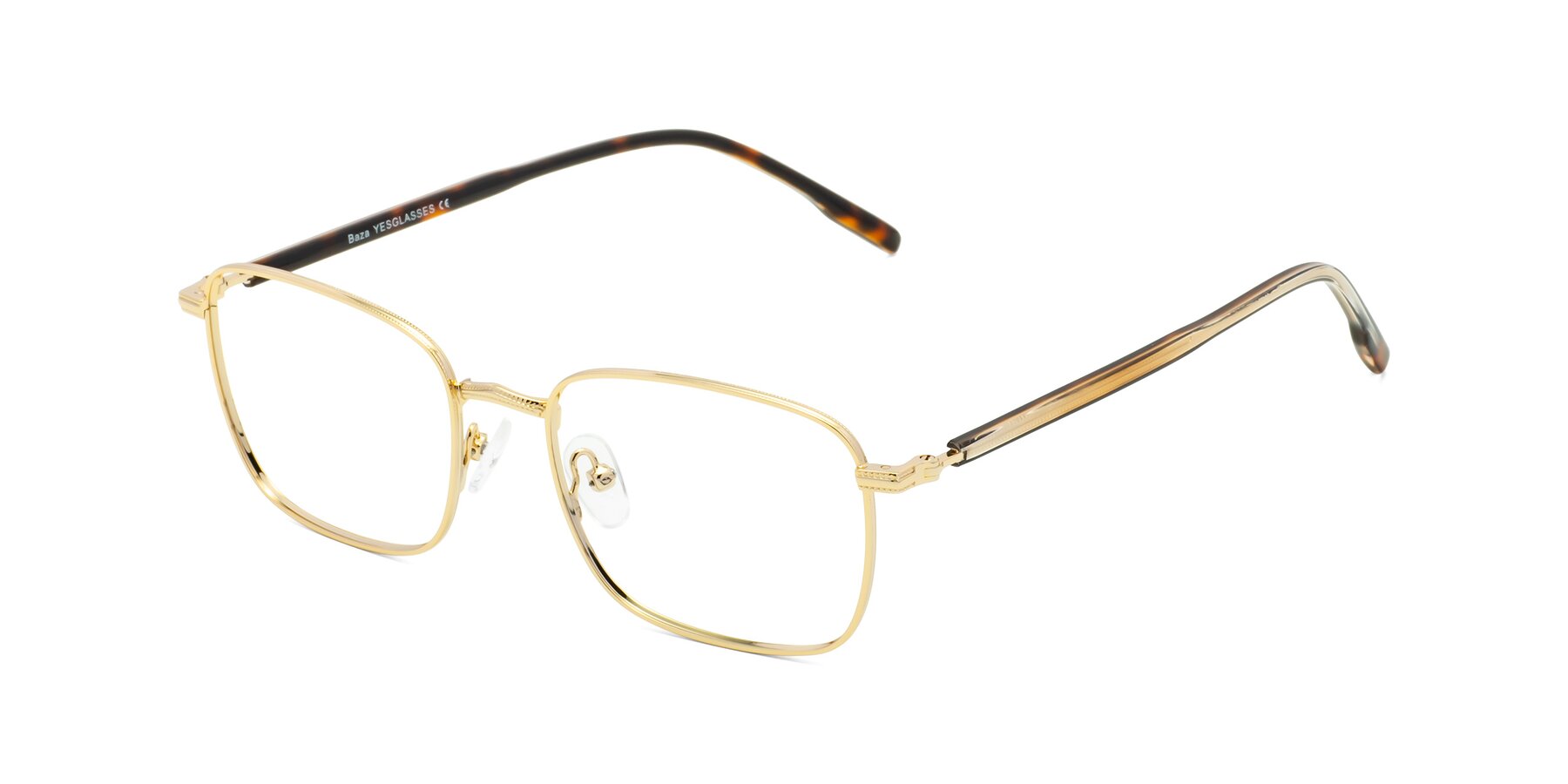 Angle of Baza in Gold with Clear Blue Light Blocking Lenses