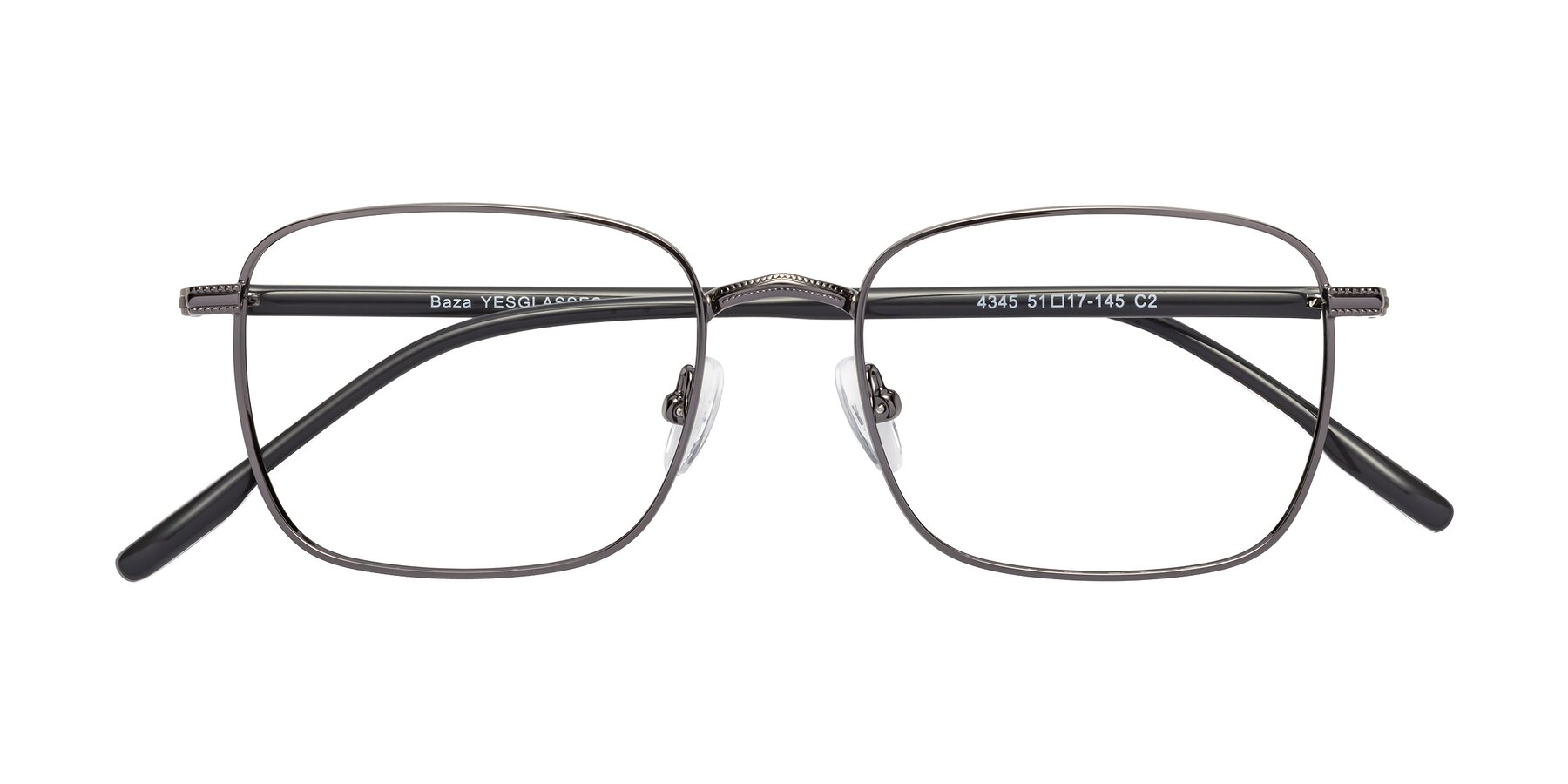 Folded Front of Baza in Gunmetal with Clear Eyeglass Lenses