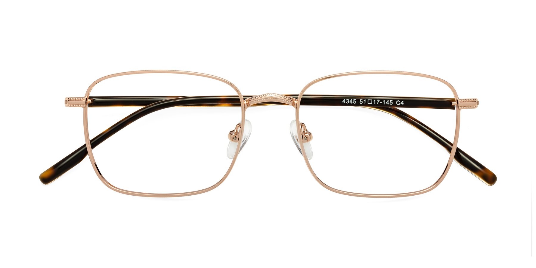 Folded Front of Baza in Rose Gold with Clear Blue Light Blocking Lenses