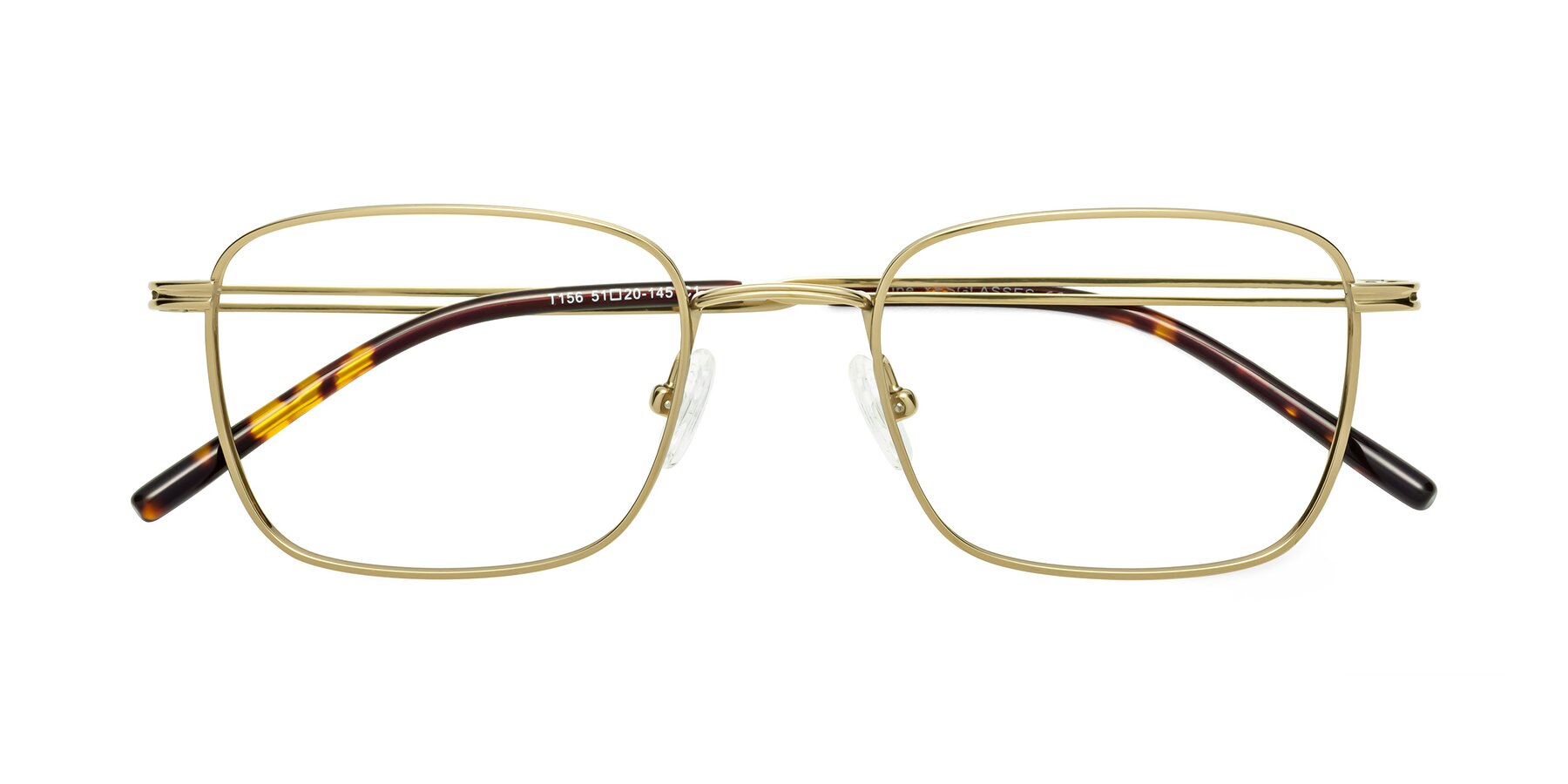 Folded Front of Lupe in Gold with Clear Reading Eyeglass Lenses