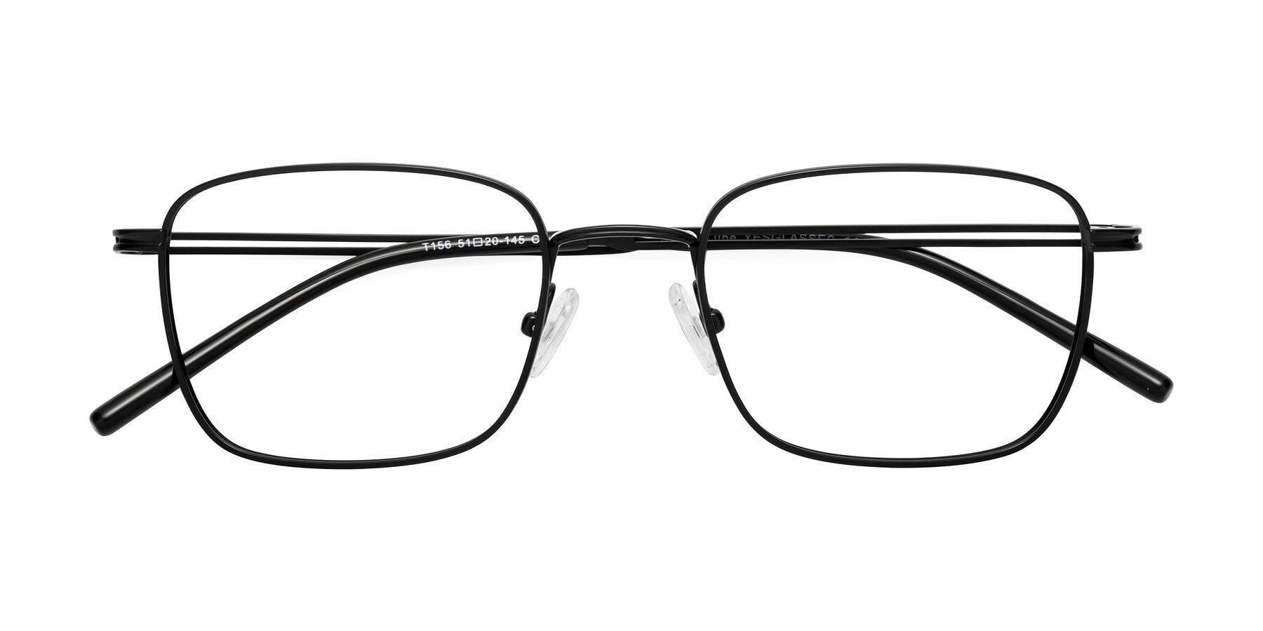 Folded Front of Lupe in Black with Clear Blue Light Blocking Lenses
