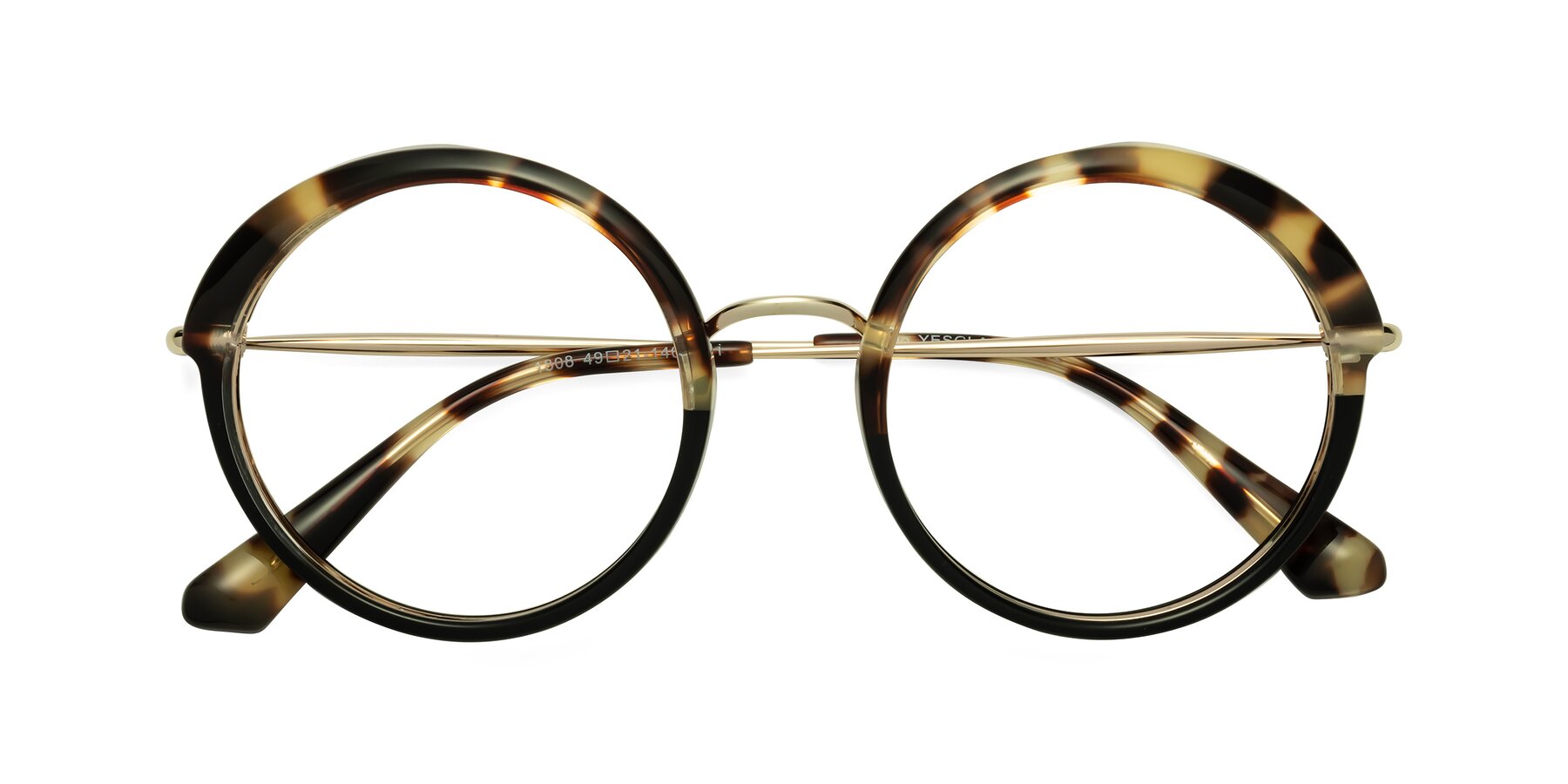 Folded Front of Mojo in Ivory Tortoise-Black with Clear Eyeglass Lenses
