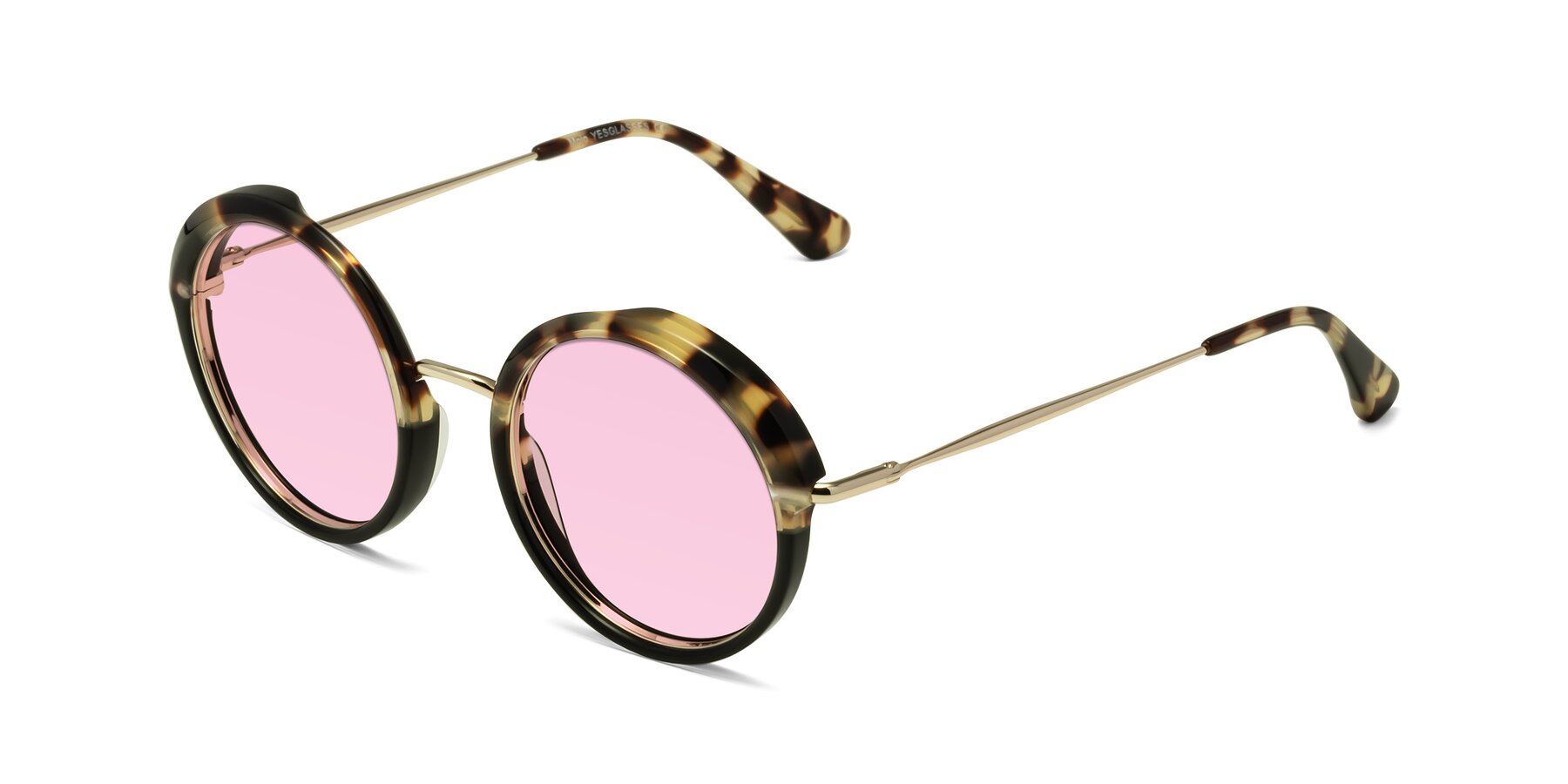 Angle of Mojo in Ivory Tortoise-Black with Light Pink Tinted Lenses