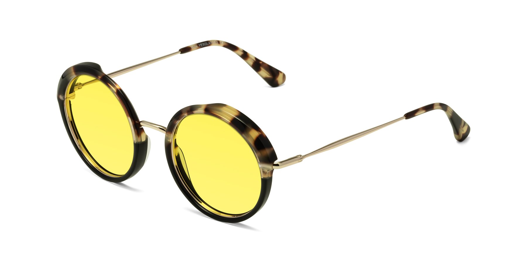 Angle of Mojo in Ivory Tortoise-Black with Medium Yellow Tinted Lenses