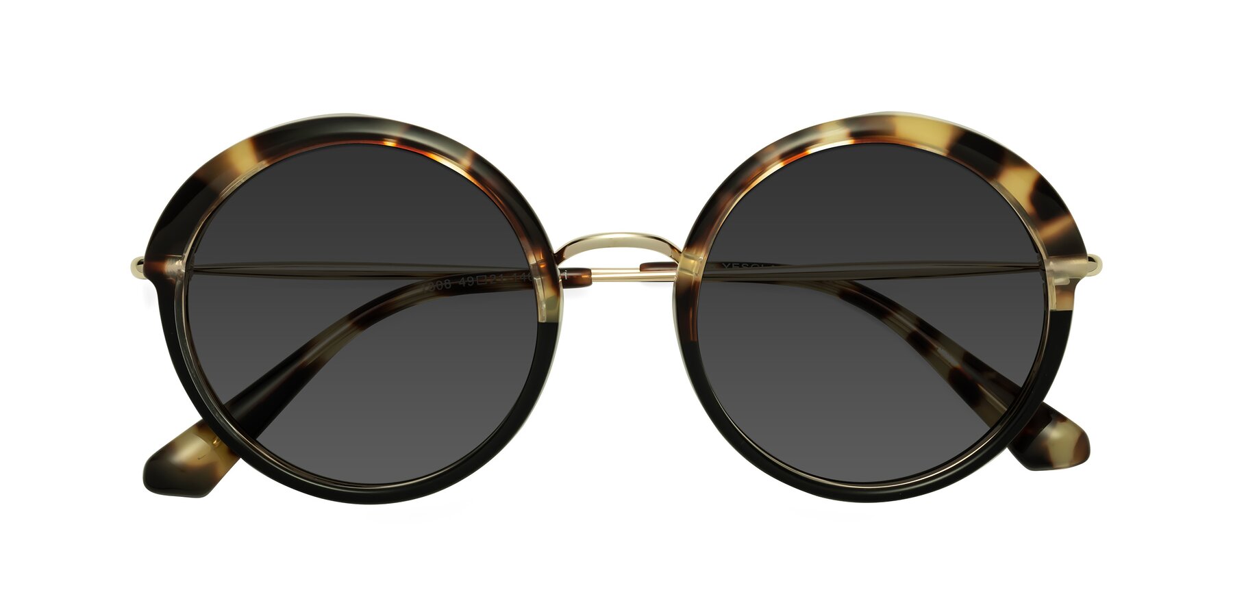 Folded Front of Mojo in Ivory Tortoise-Black with Gray Tinted Lenses