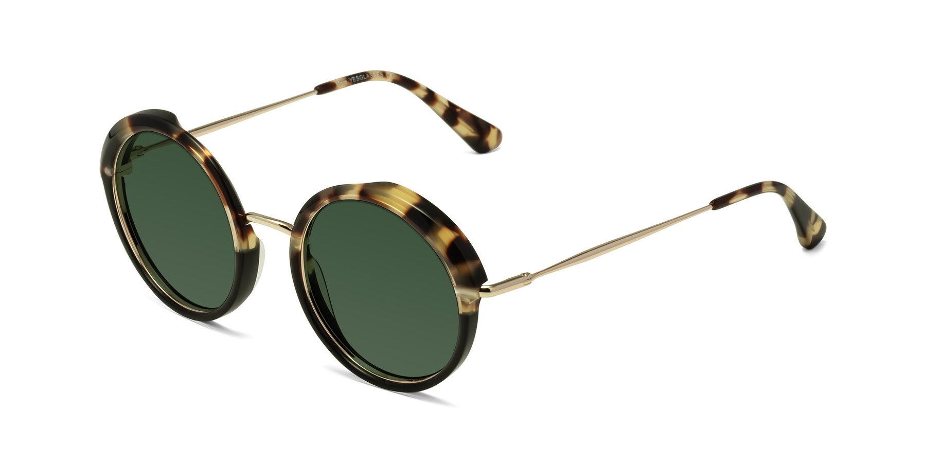 Angle of Mojo in Ivory Tortoise-Black with Green Tinted Lenses