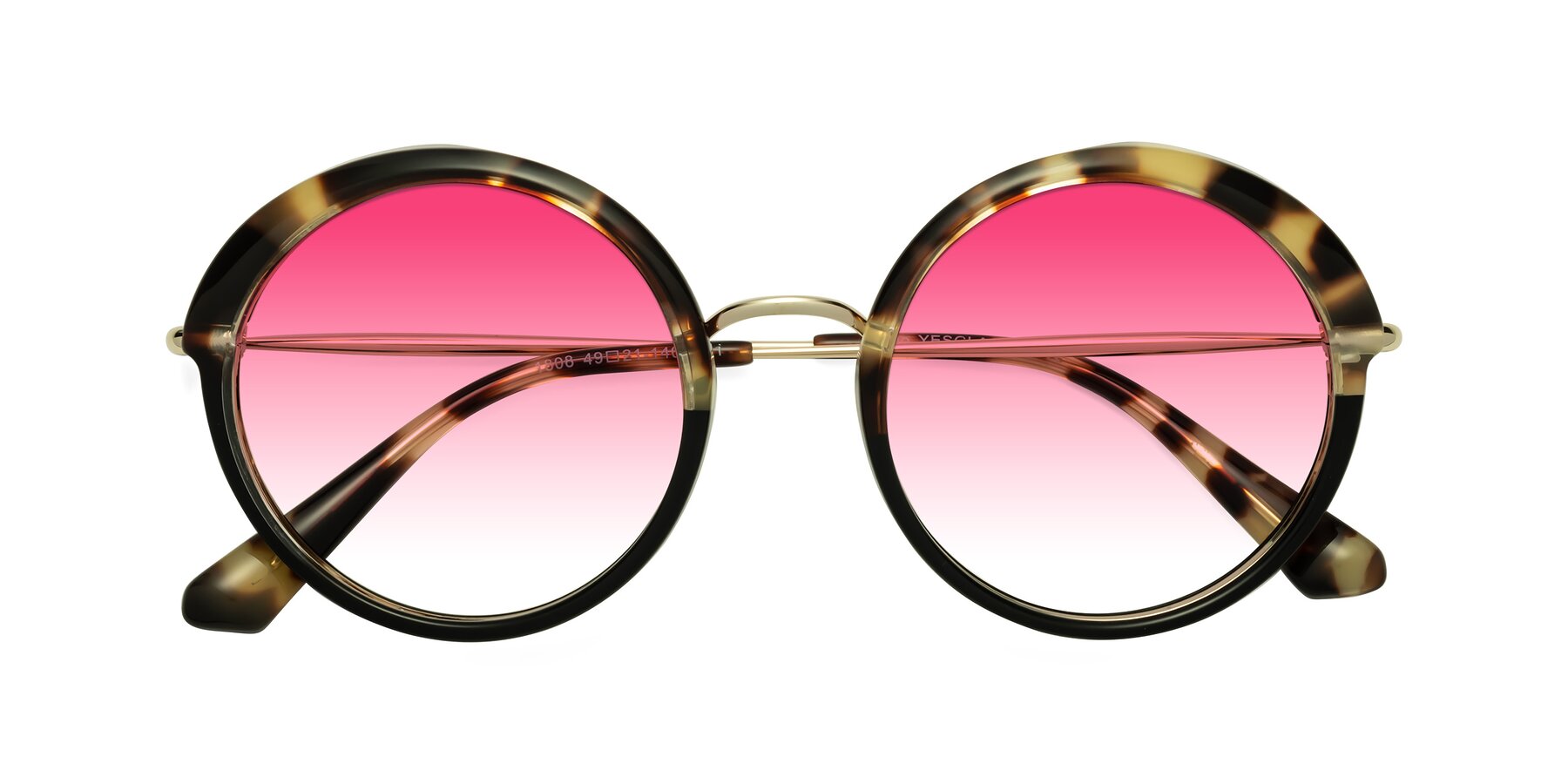 Folded Front of Mojo in Ivory Tortoise-Black with Pink Gradient Lenses