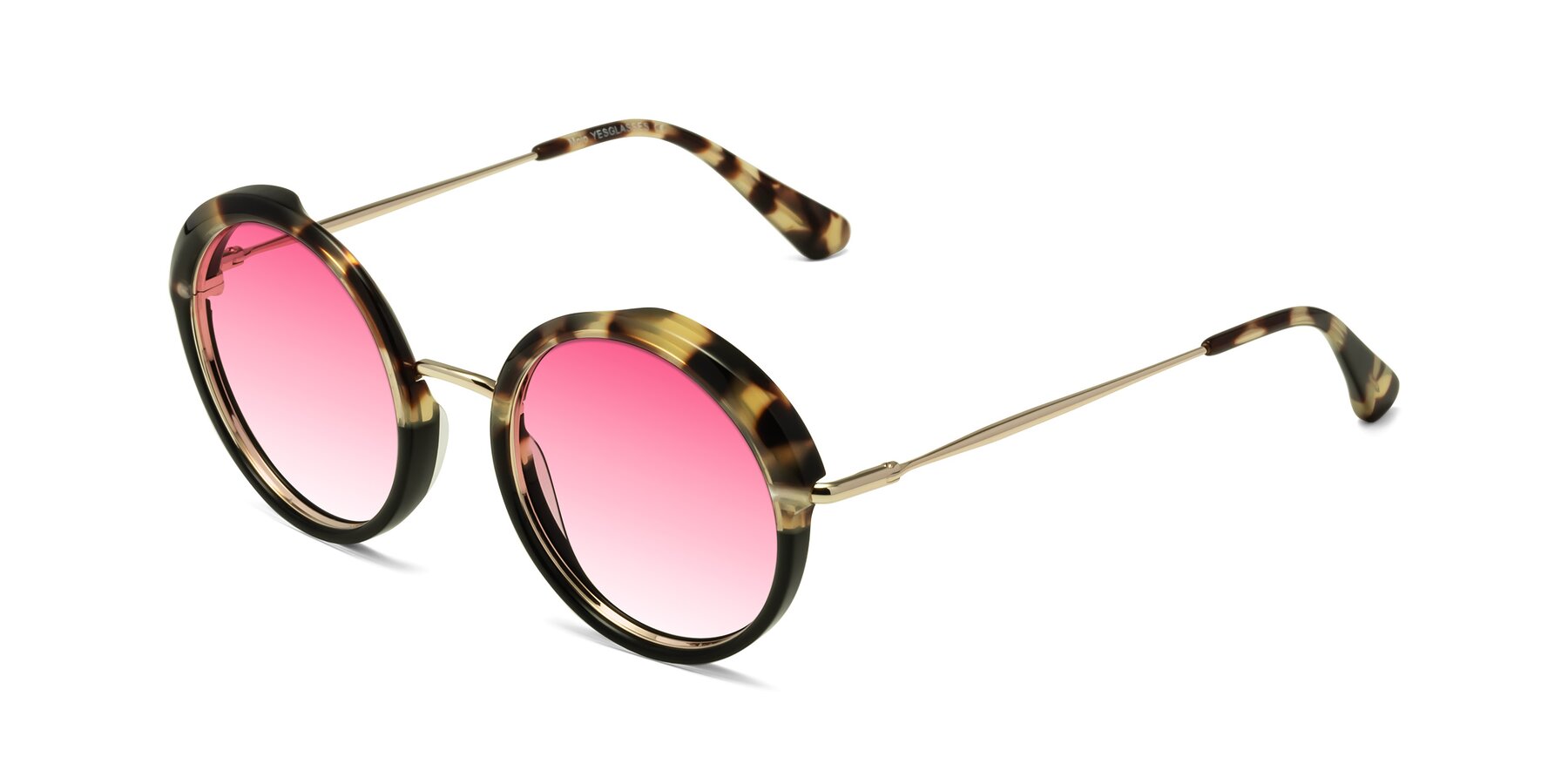 Angle of Mojo in Ivory Tortoise-Black with Pink Gradient Lenses