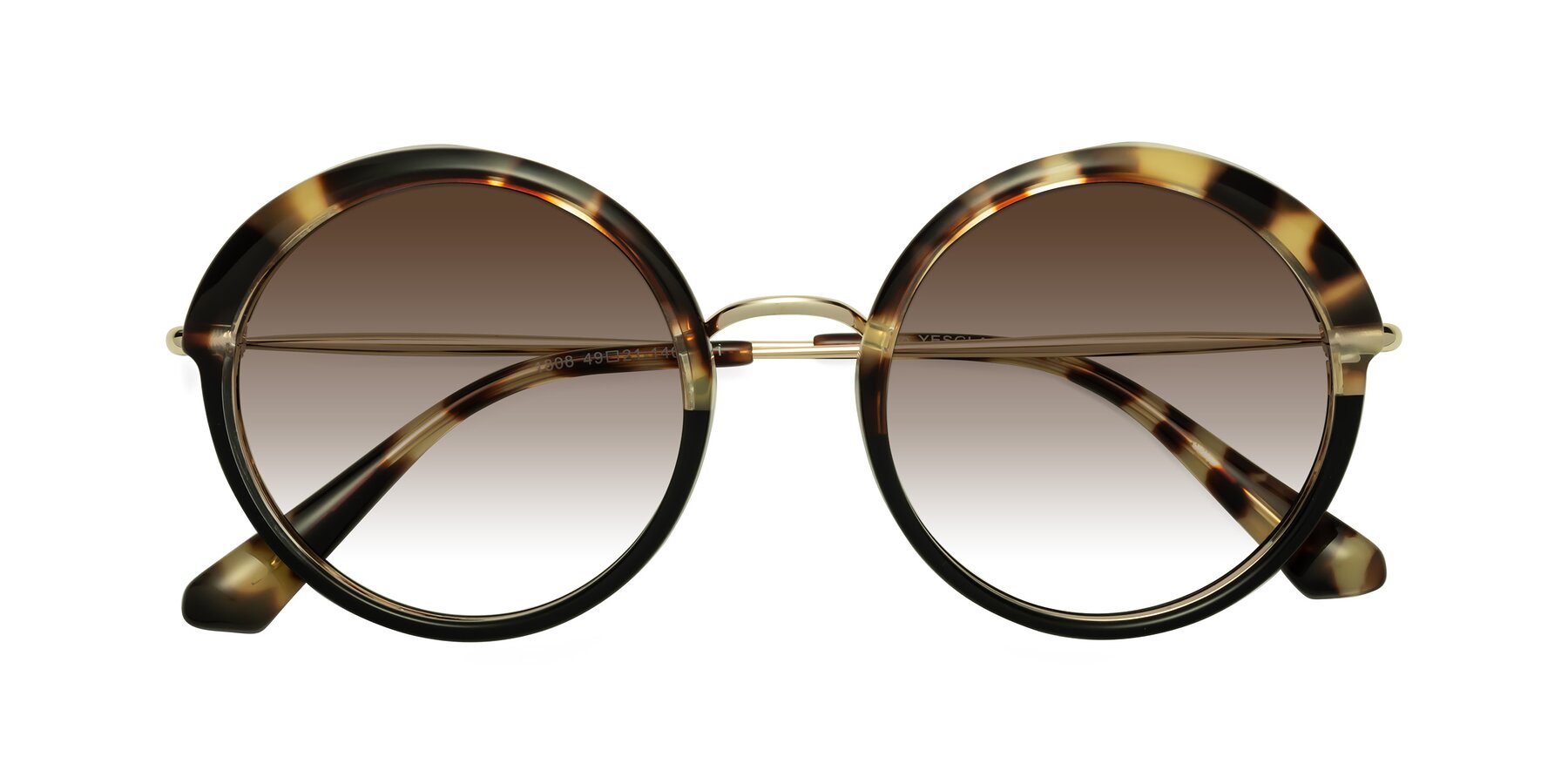 Folded Front of Mojo in Ivory Tortoise-Black with Brown Gradient Lenses