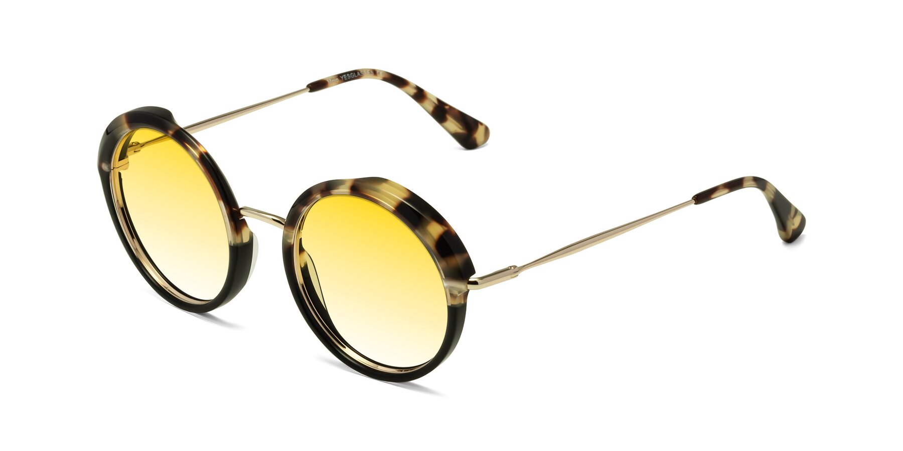 Angle of Mojo in Ivory Tortoise-Black with Yellow Gradient Lenses