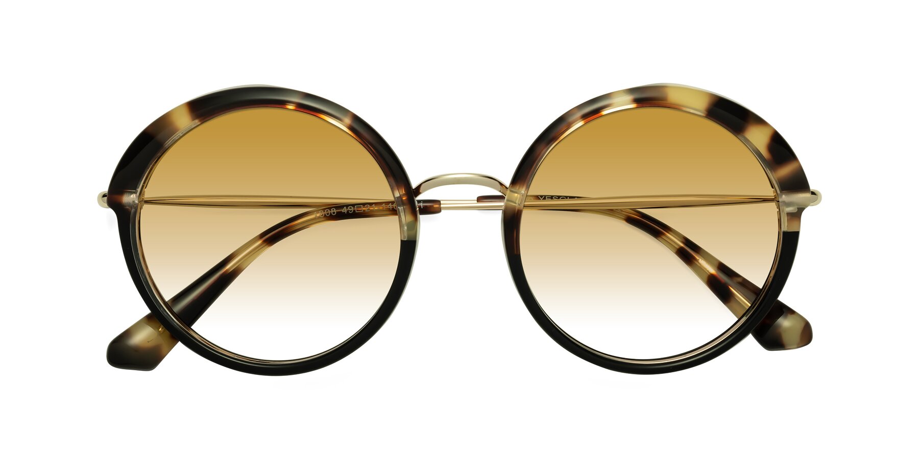 Folded Front of Mojo in Ivory Tortoise-Black with Champagne Gradient Lenses