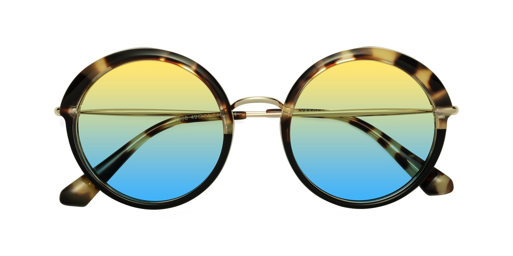 Folded Front of Mojo in Ivory Tortoise-Black with Yellow / Blue Gradient Lenses