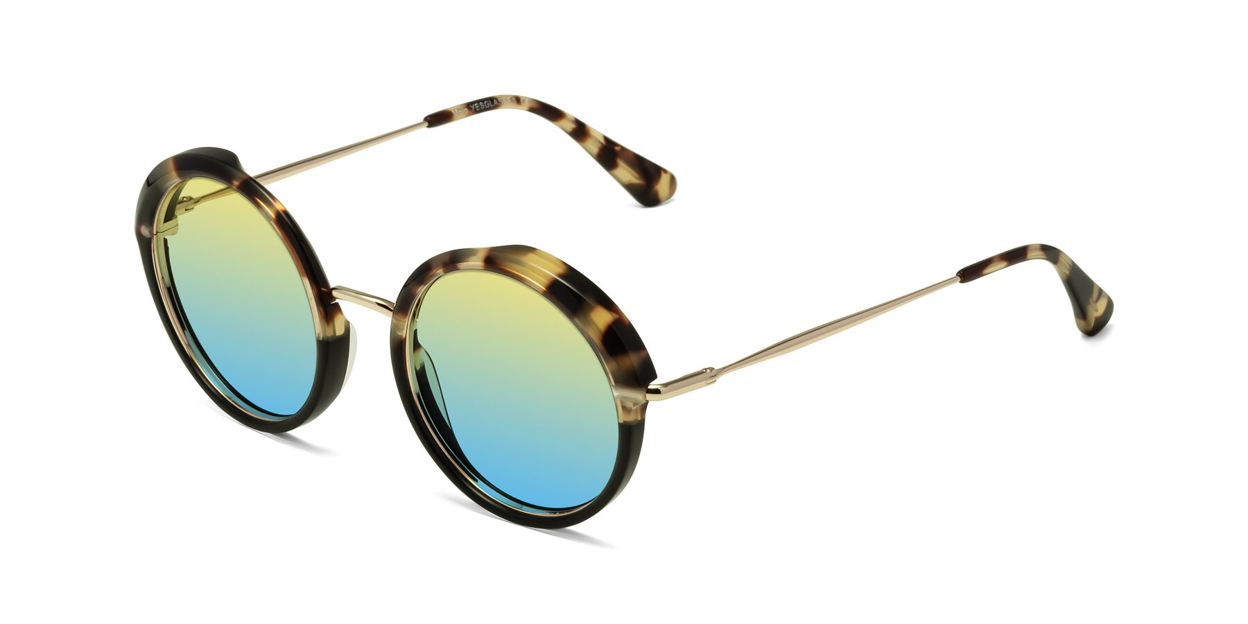Angle of Mojo in Ivory Tortoise-Black with Yellow / Blue Gradient Lenses