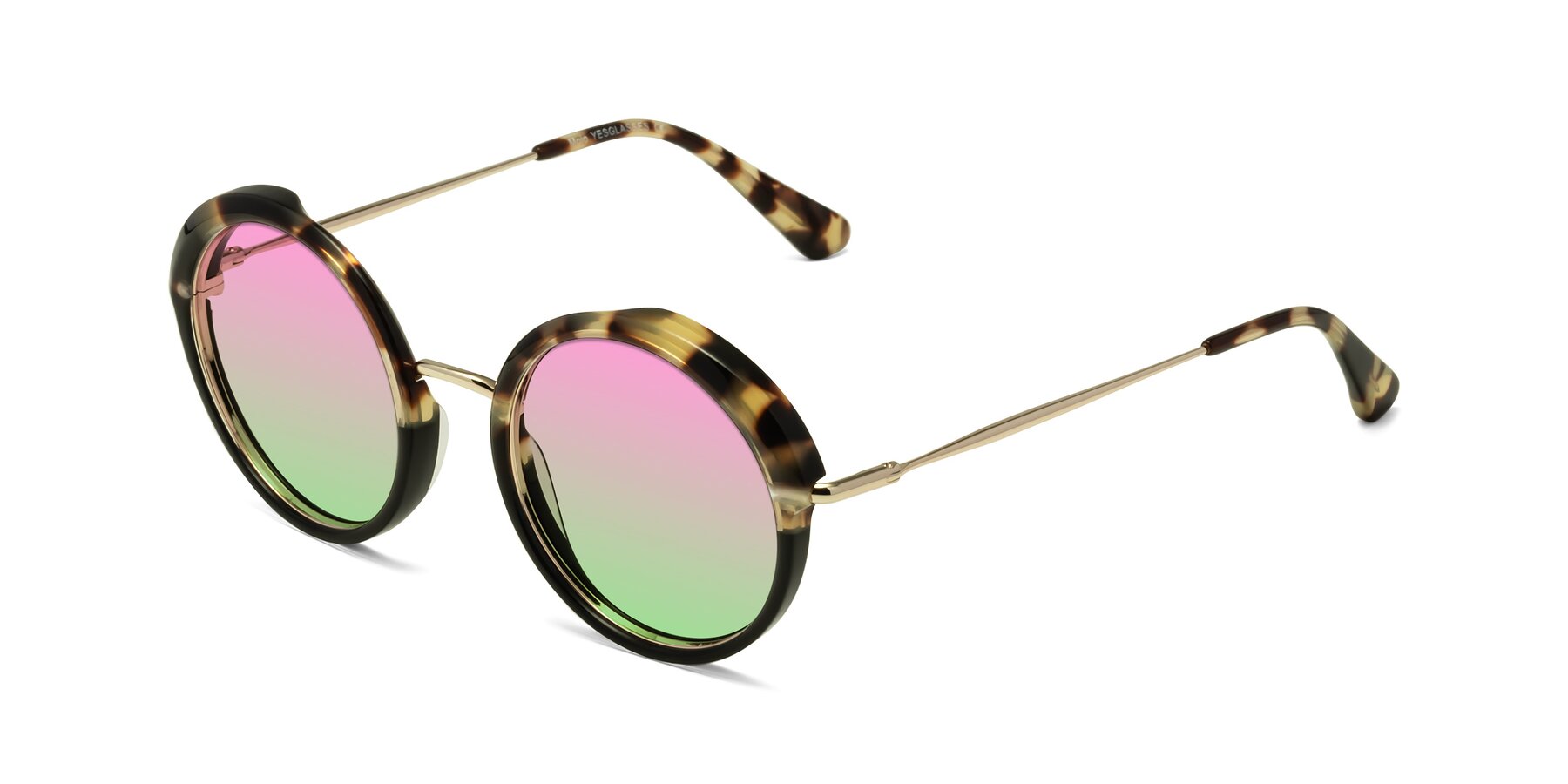 Angle of Mojo in Ivory Tortoise-Black with Pink / Green Gradient Lenses