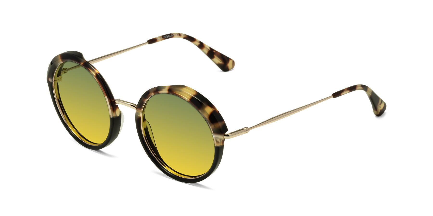 Angle of Mojo in Ivory Tortoise-Black with Green / Yellow Gradient Lenses
