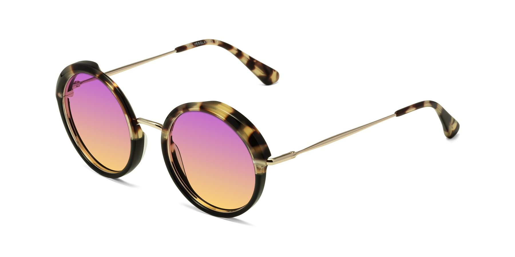 Angle of Mojo in Ivory Tortoise-Black with Purple / Yellow Gradient Lenses