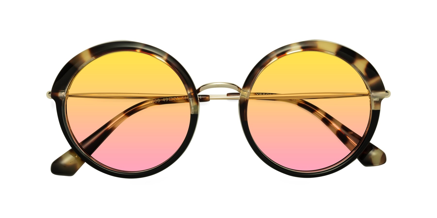 Folded Front of Mojo in Ivory Tortoise-Black with Yellow / Pink Gradient Lenses
