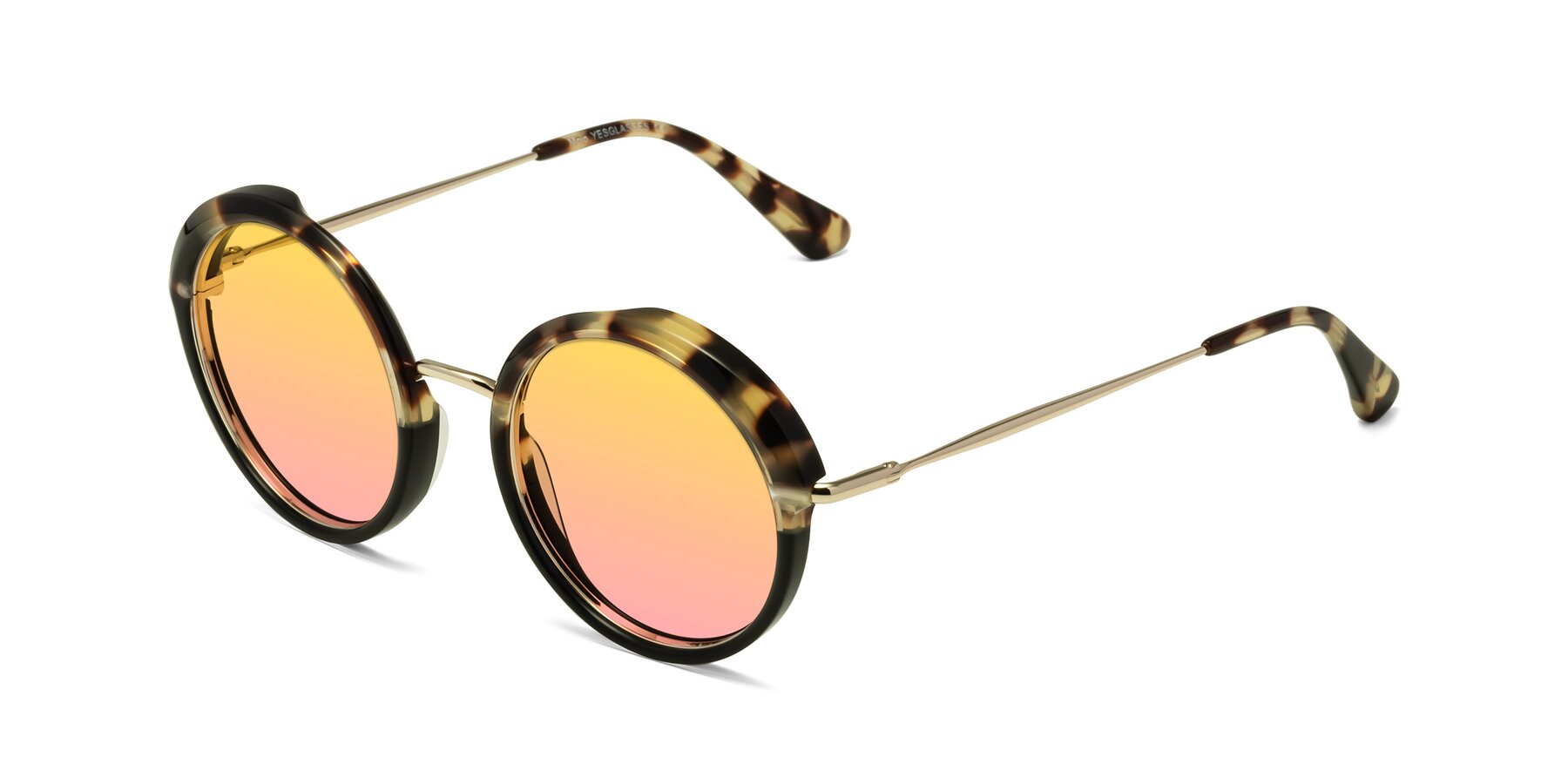 Angle of Mojo in Ivory Tortoise-Black with Yellow / Pink Gradient Lenses