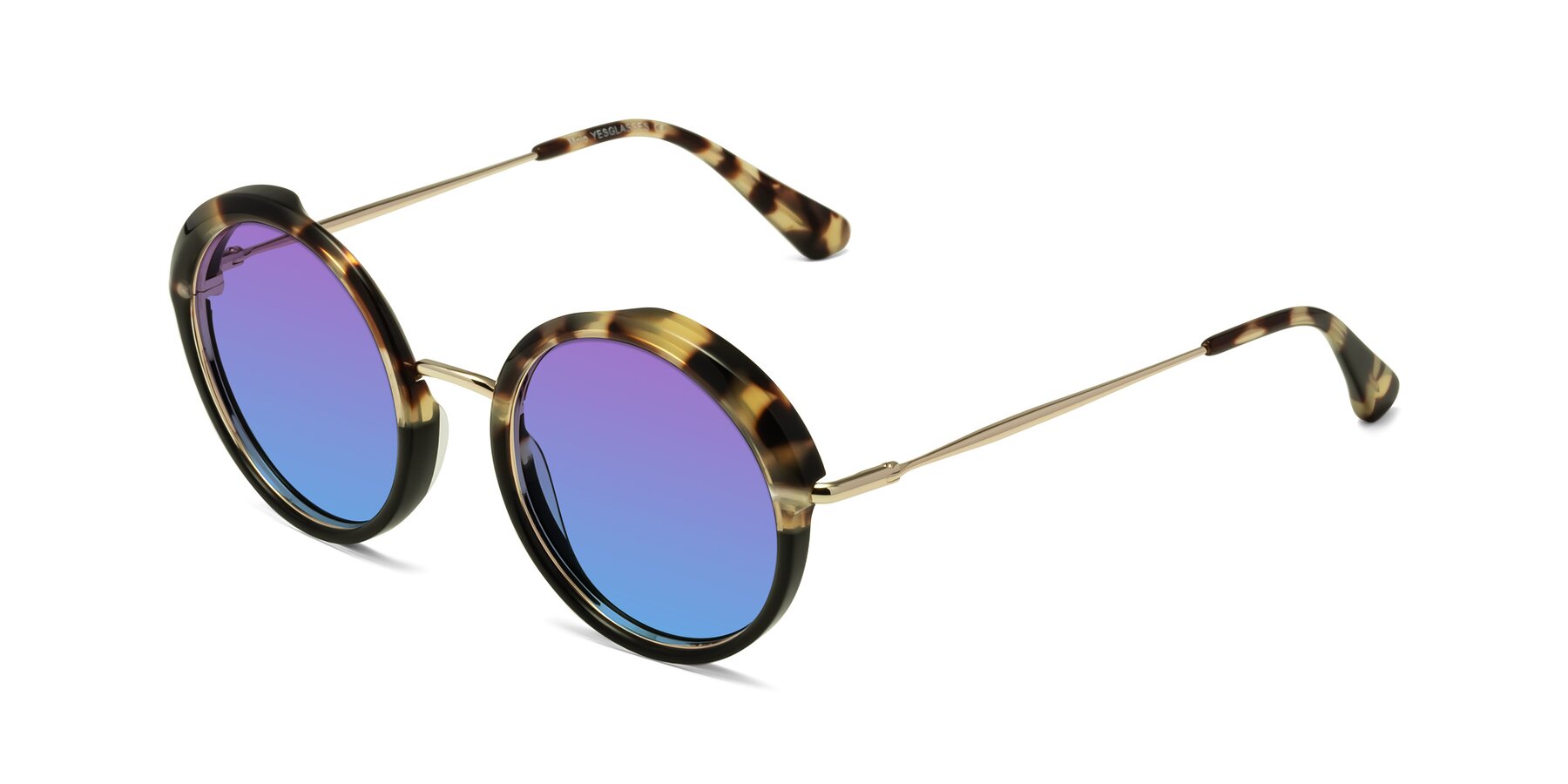 Angle of Mojo in Ivory Tortoise-Black with Purple / Blue Gradient Lenses