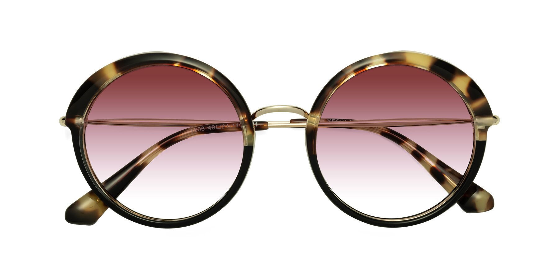 Folded Front of Mojo in Ivory Tortoise-Black with Garnet Gradient Lenses