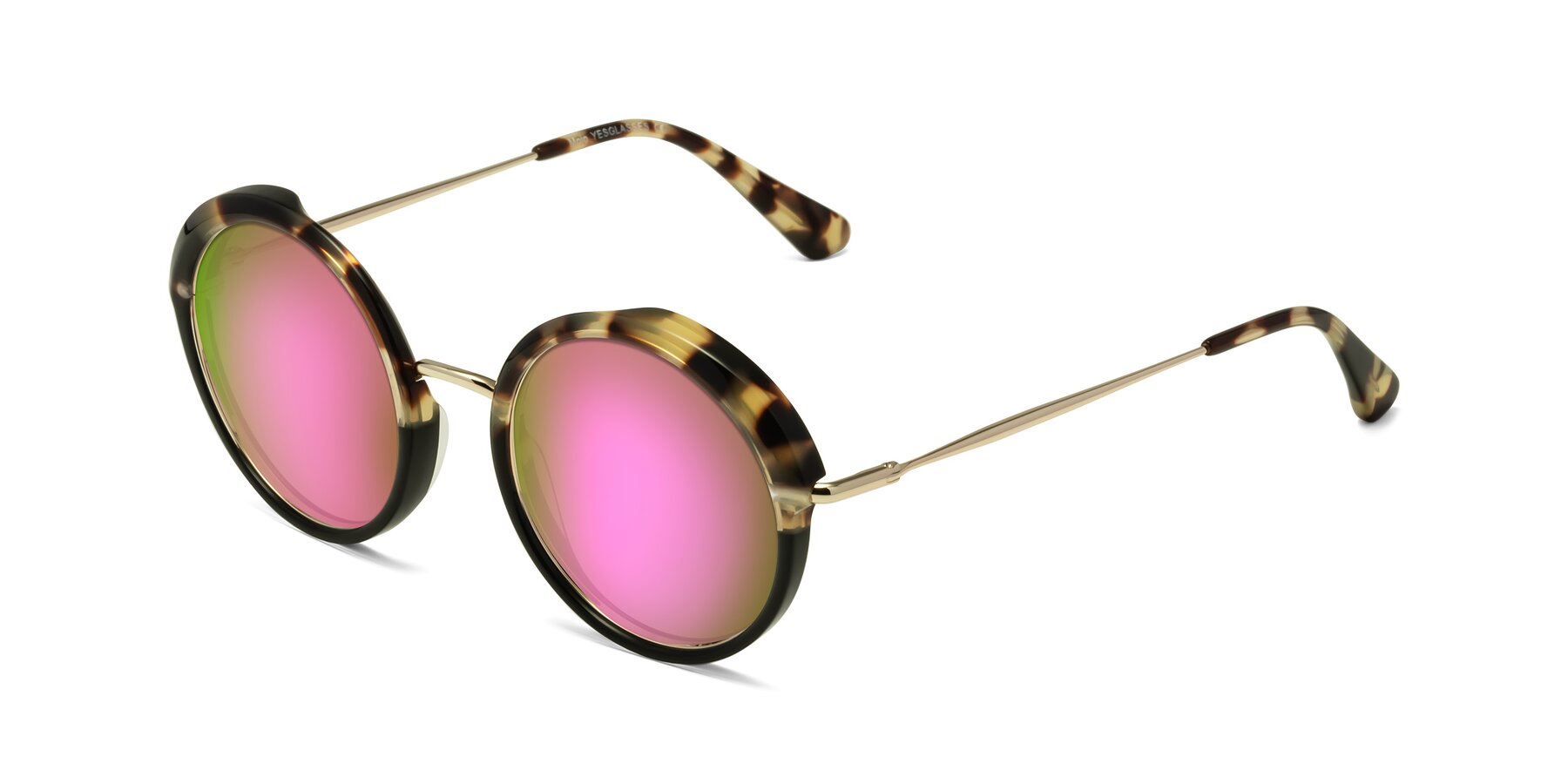 Angle of Mojo in Ivory Tortoise-Black with Pink Mirrored Lenses