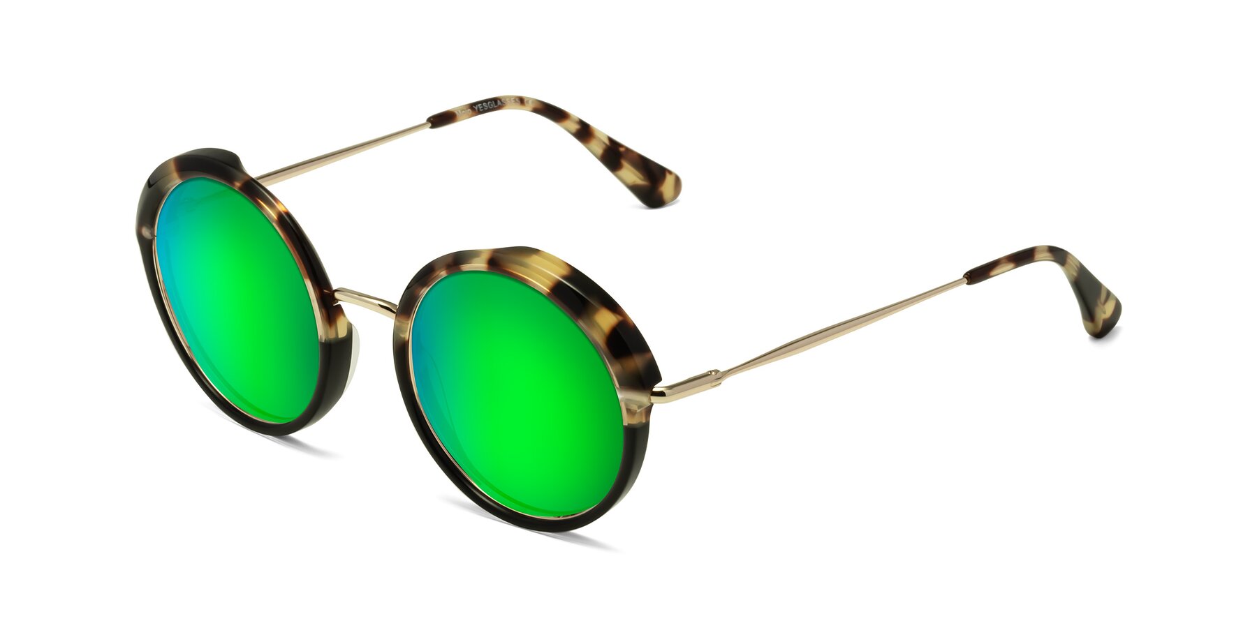 Angle of Mojo in Ivory Tortoise-Black with Green Mirrored Lenses