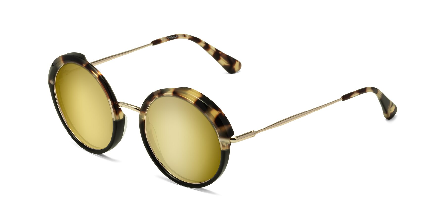Angle of Mojo in Ivory Tortoise-Black with Gold Mirrored Lenses